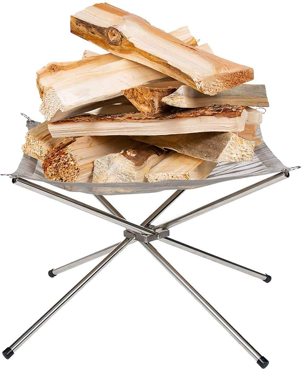 Portable Outdoor Camping Fire Pit - Collapsible Stainless Steel Mesh Fireplace with Carrying Bag for Backyard, Patio, Garden | Perfect for Camping Trips, Bonfires & Outdoor Gatherings