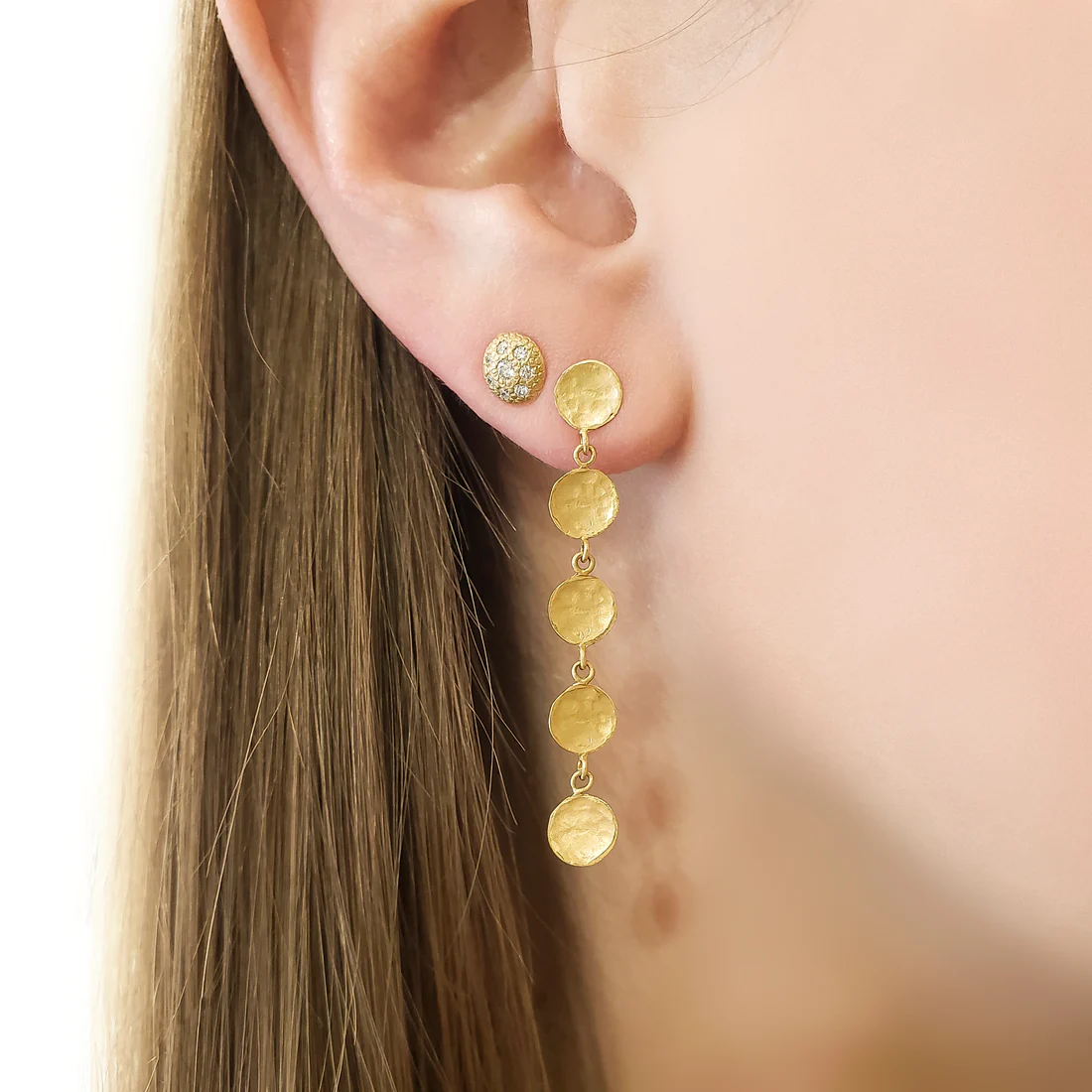 5 Pairs Hammered Disc Post Earrings for Women - Minimalist Boho Jewelry for Everyday Wear & Special Occasions