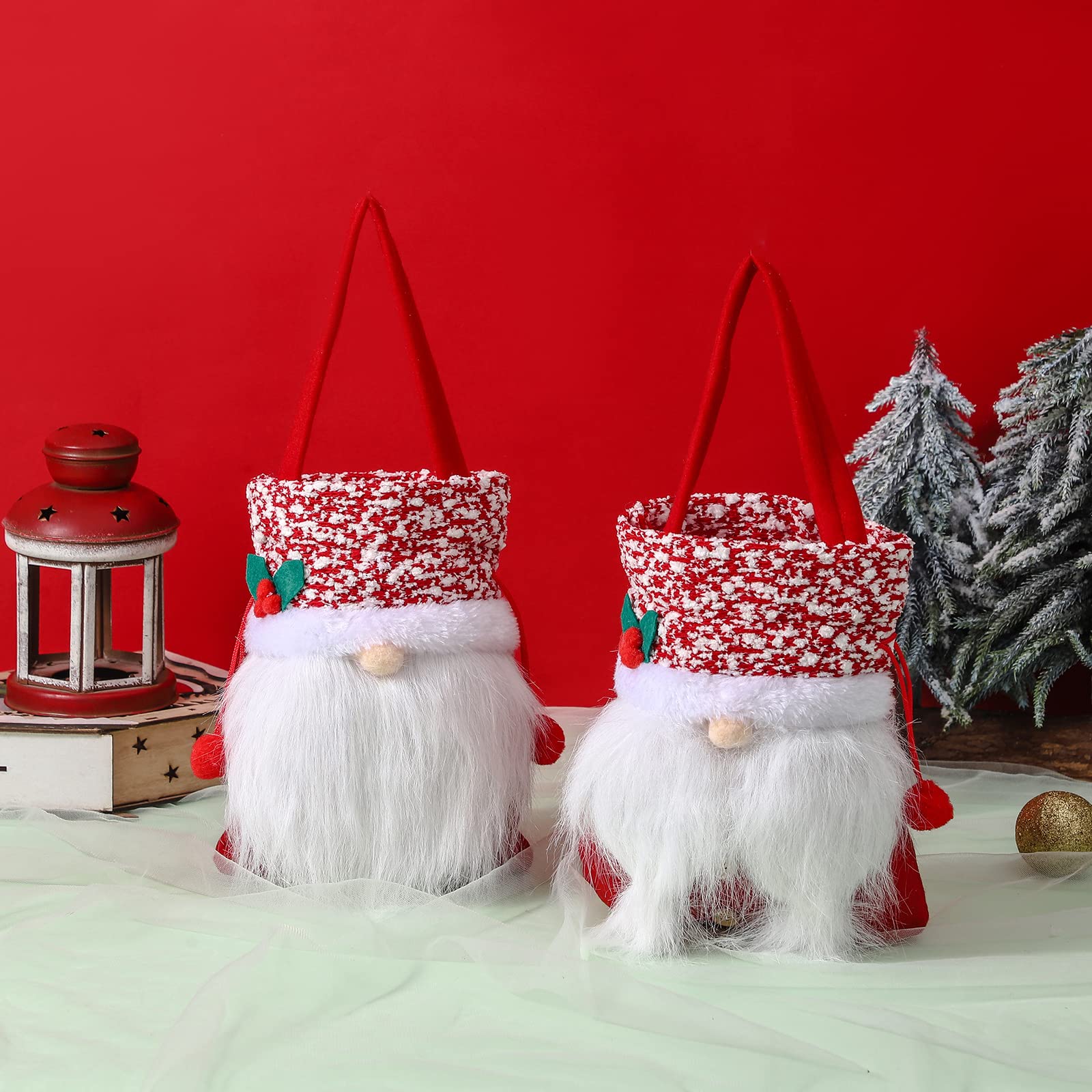 2PCS Santa Claus Drawstring Christmas Candy Bags - Festive Holiday Gift Bags for Candy, Treats & Small Gifts - Perfect for Christmas Decorations, Party Favors & Stocking Stuffers