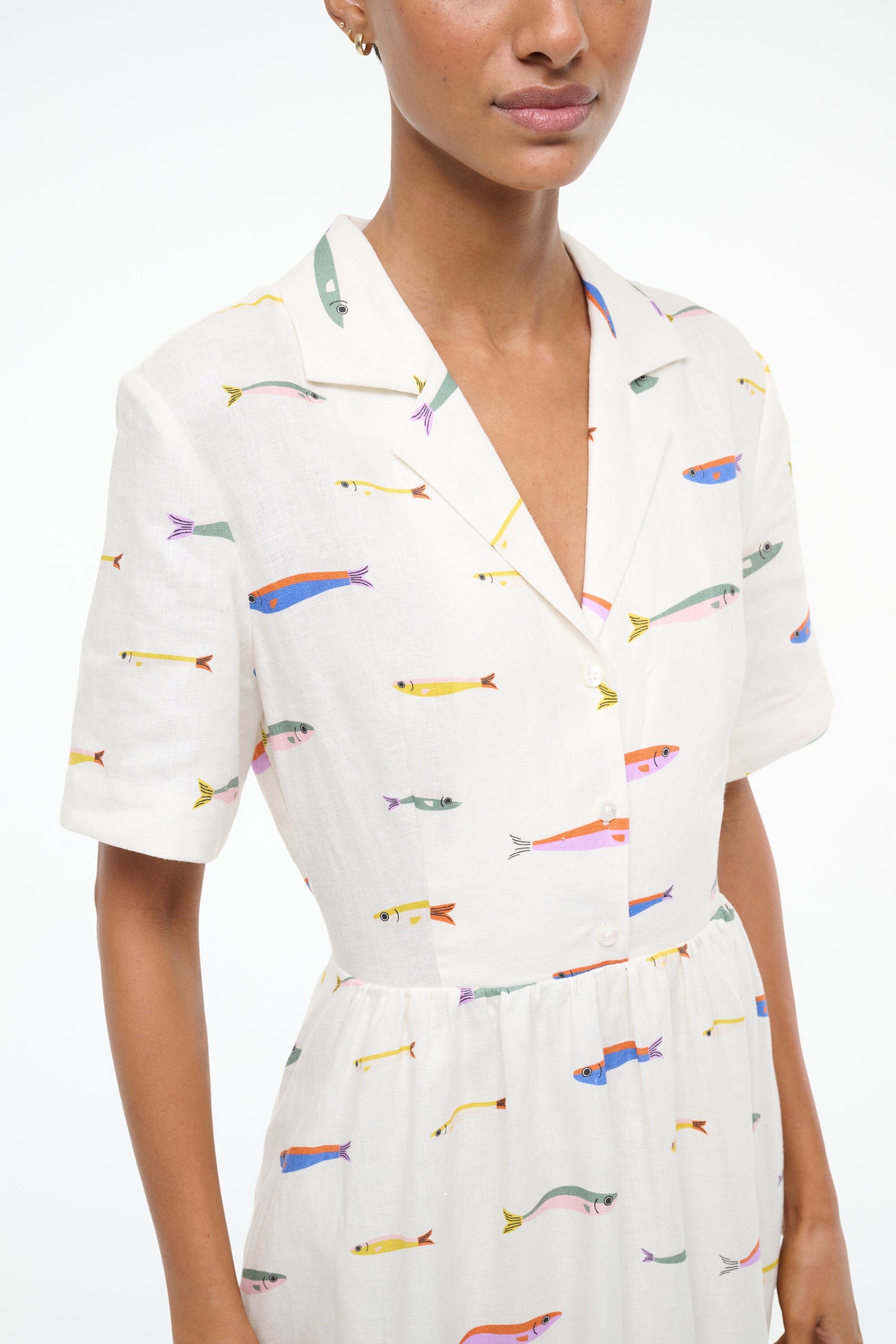MERYL LINEN DRESS | POP SARDINES IVORY | Women's Summer Casual Dress | Perfect for Beach, Vacation & Outdoor Events