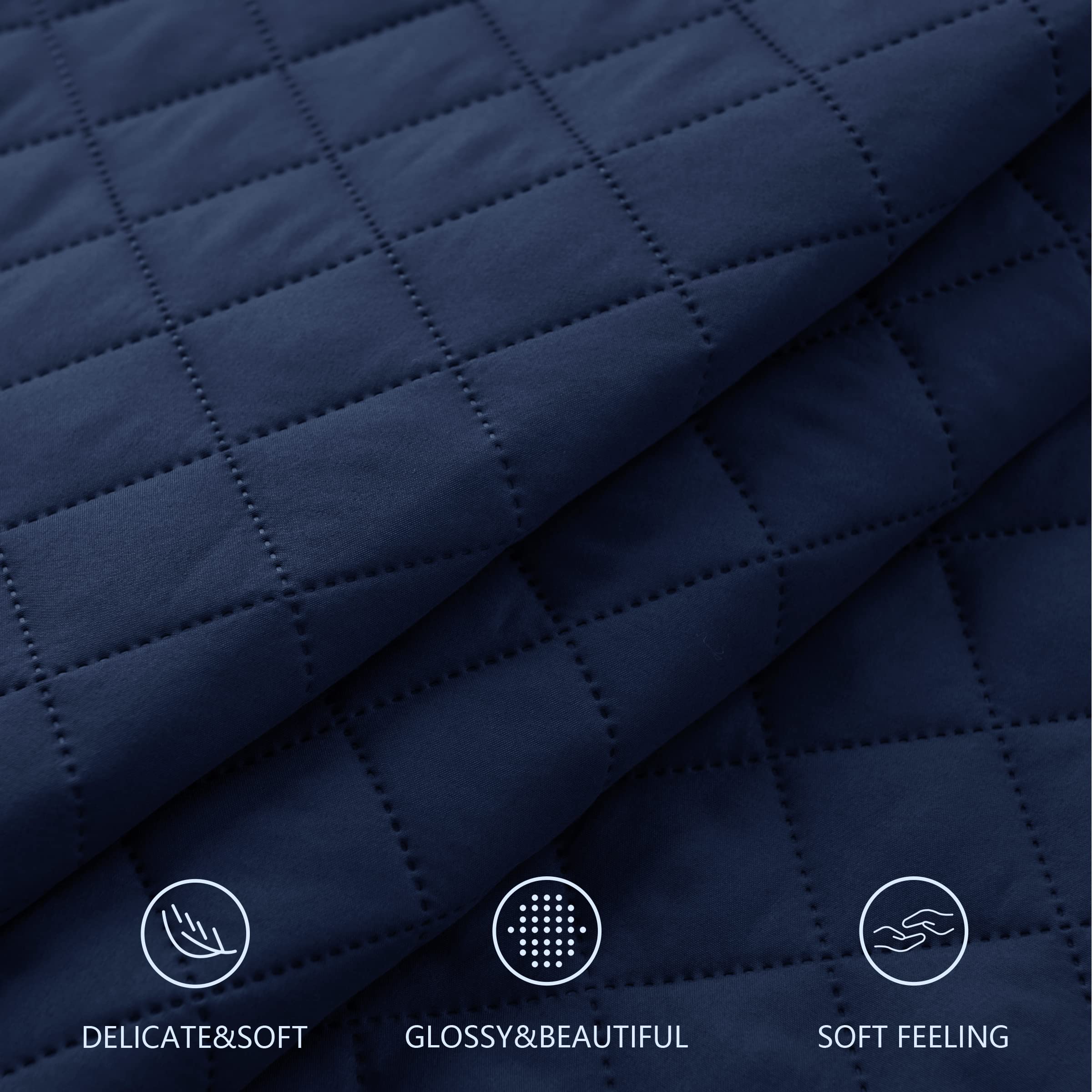 Subrtex Reversible Sofa Cover Slipcover with Elastic Straps & Side Pockets - Washable Furniture Protector for Pets & Kids - XL Size Navy Blue - Perfect for Living Room, Family Room & Pet-Friendly Homes