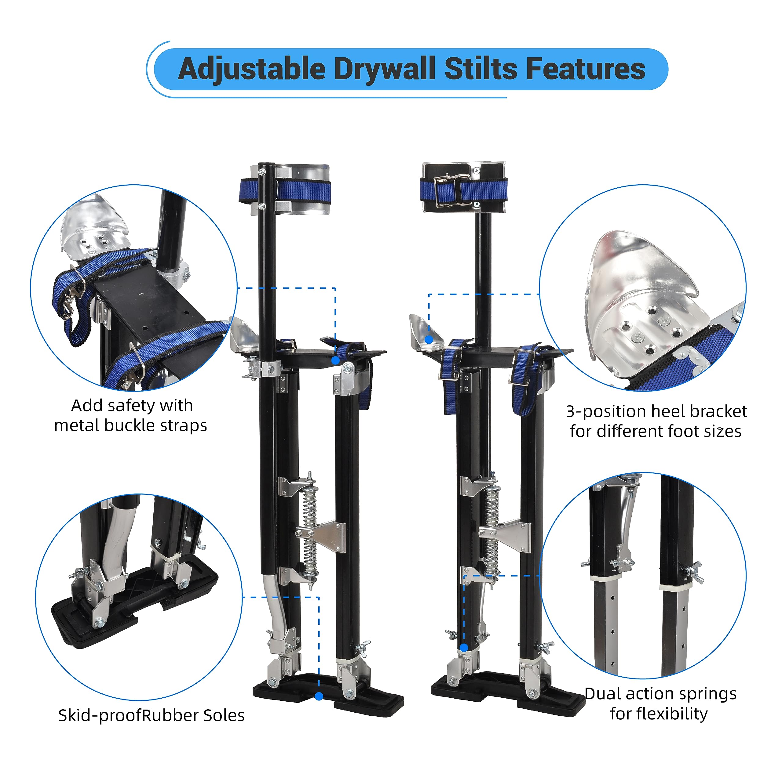 24-40 Inch Adjustable Aluminum Drywall Stilts with Knee Pads - Professional Painting, Cleaning & Construction Work Platform - Lightweight & Durable for Indoor/Outdoor Use