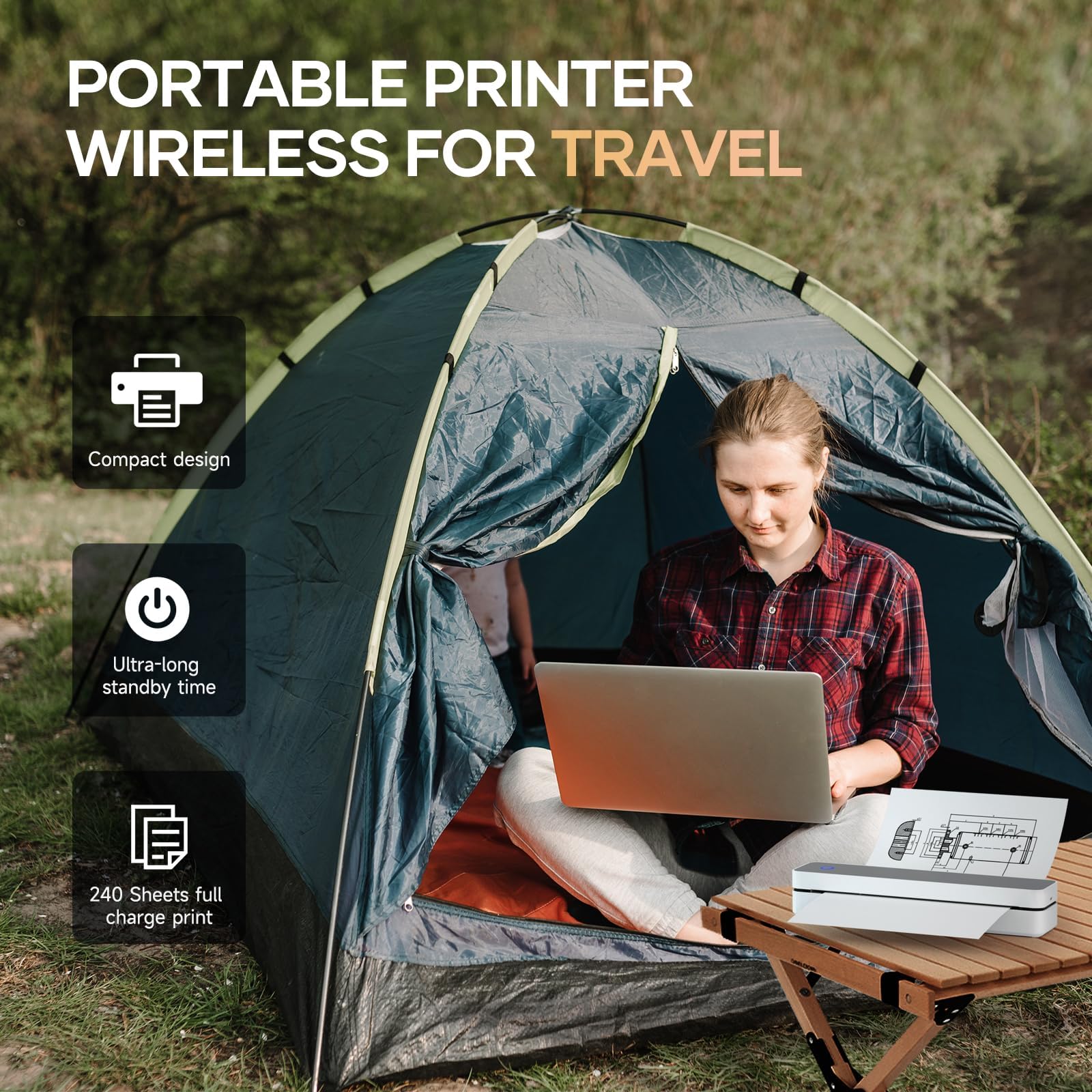 iDPRT Wireless Portable Thermal Printer - 300DPI Inkless Mobile Printer for Travel, Home, Office & Vehicle Use | Bluetooth Compatible with Smartphone & PC | Supports 8.5