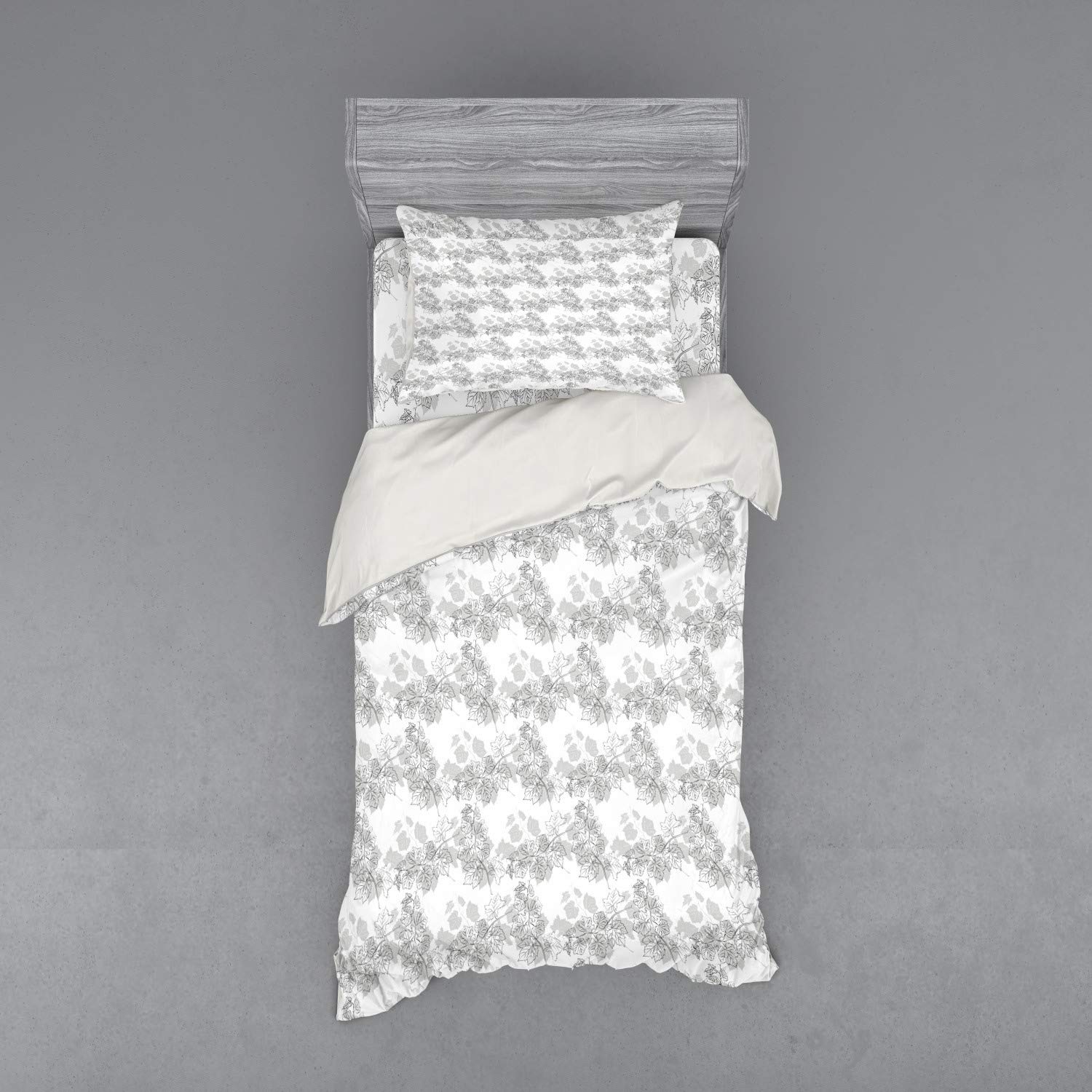 Ambesonne Grey 3-Piece Twin XL Bedding Set - Spherical Disc Design Duvet Cover with Sham & Fitted Sheet | Modern Geometric Print for Guest Room, Dorm, or Apartment | White Gainsboro Cotton Blend