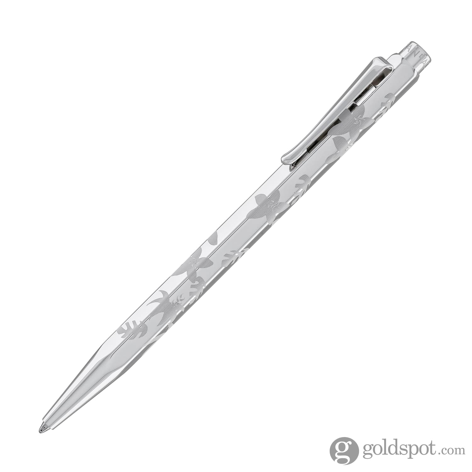 Caran d'Ache Ecridor Palladium Ballpoint Pen with Floral Design - Premium Writing Instrument for Business, Gifts & Luxury Collectors