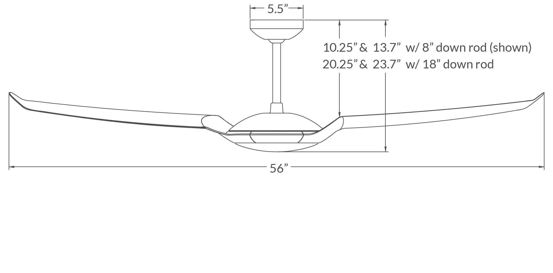 IC/Air3 DC 56英寸白色光泽吊扇配白色叶片和遥控器，适用于客厅、卧室和办公室