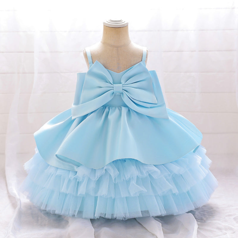 Elegant Sleeveless Big Bow Cake Tutu Dress for Baby Girls - Toddler Princess Party Dress for Prom, Birthday, Photo Shoots & Special Occasions