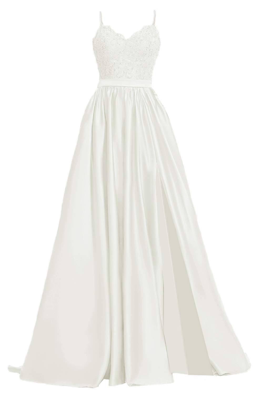 Elegant APXPF Women's Lace Prom Dress with Long Satin Slit & Pockets - Formal Evening Gown for Homecoming, Wedding Guest, Cocktail Party & Special Occasions