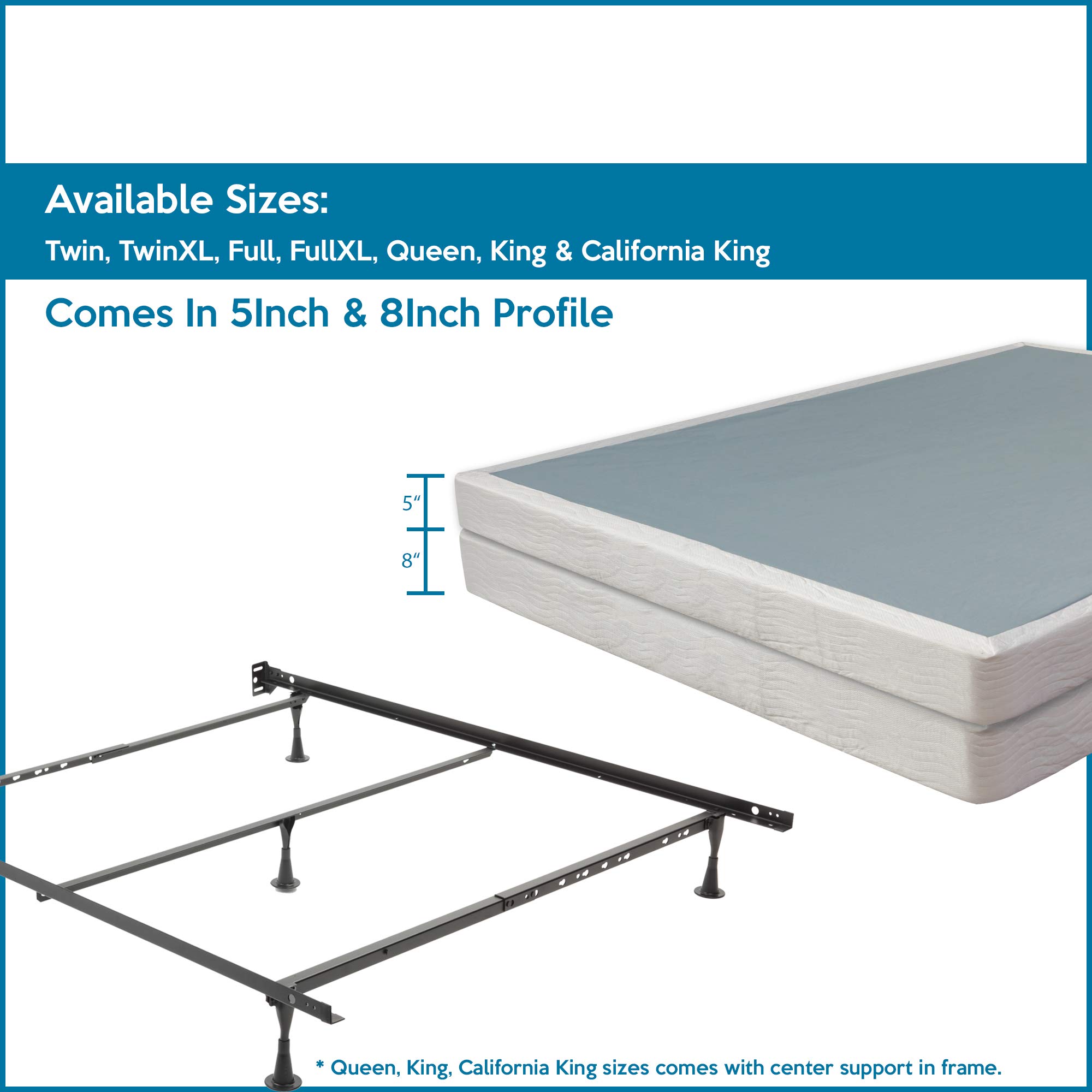 Treaton Easy Assembly Wood Box Spring Foundation with Sturdy Frame - Beige & White Twin Size for Bed Support | Perfect for Guest Rooms, Dormitories & Space-Saving Bed Frames