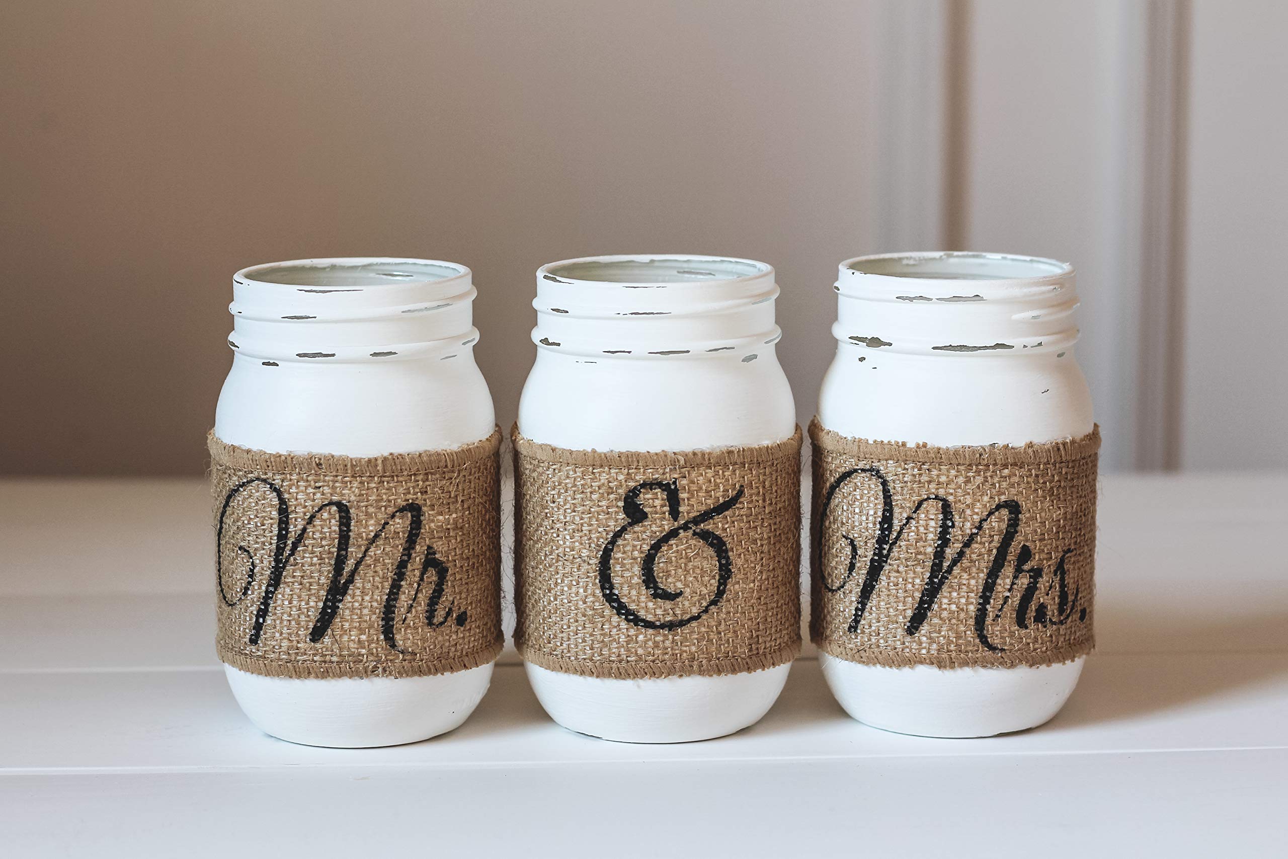 Elegant Mr and Mrs Mason Jars Wedding Centerpiece Set - Rustic Table Decor for Reception, Engagement Party & Bridal Shower | Perfect for Romantic Wedding Decorations & Couple's Gift