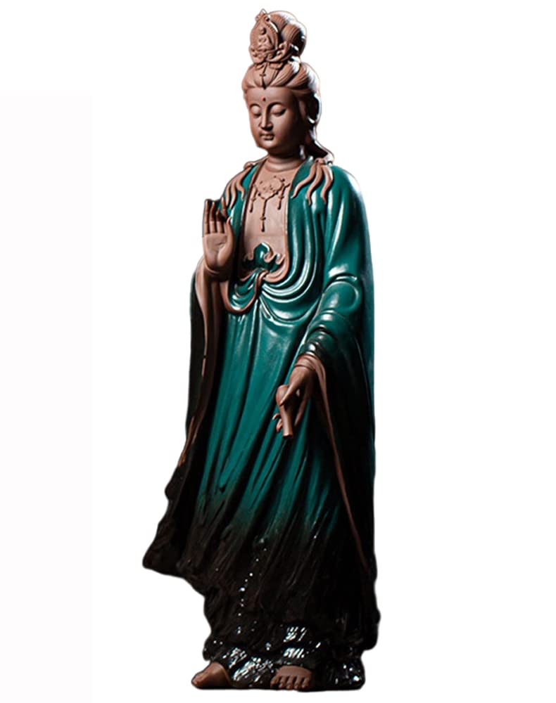 Avalokitesvara Bodhisattva Statue - Blue Zen Buddha Figurine for Home & Office Decor, Meditation Room, Yoga Studio, and Spiritual Gift