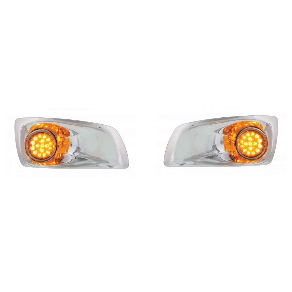 Kenworth T660 LED Auxiliary Lights - Chrome Bezel Pair for Truck Safety