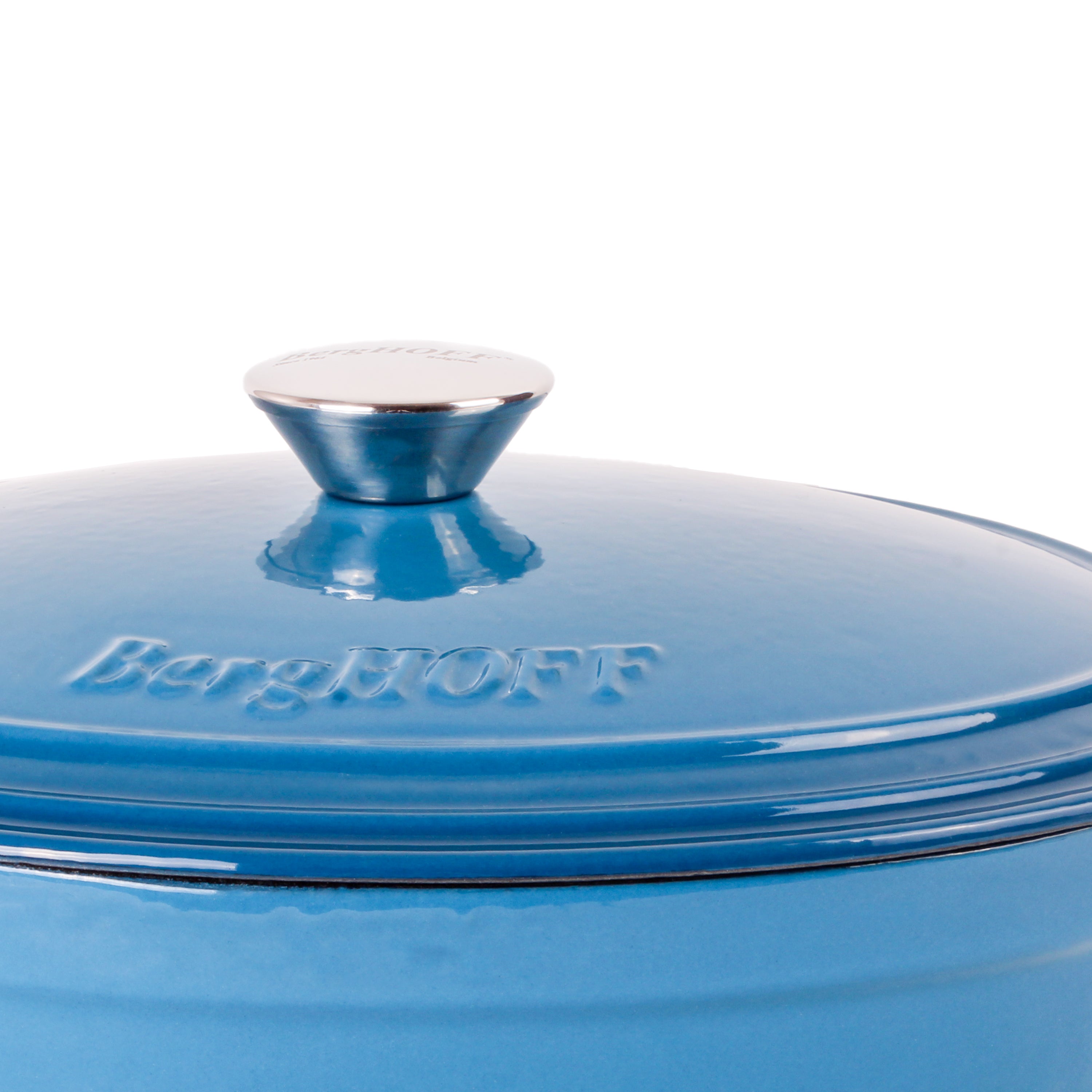 BergHOFF Neo 4-Piece Cast Iron Cookware Set - 5 Quart & 8 Quart Dutch Oven with Lid - Blue Enameled Cookware for Braising, Stewing & Baking - Perfect for Stovetop, Oven & Camping Cooking