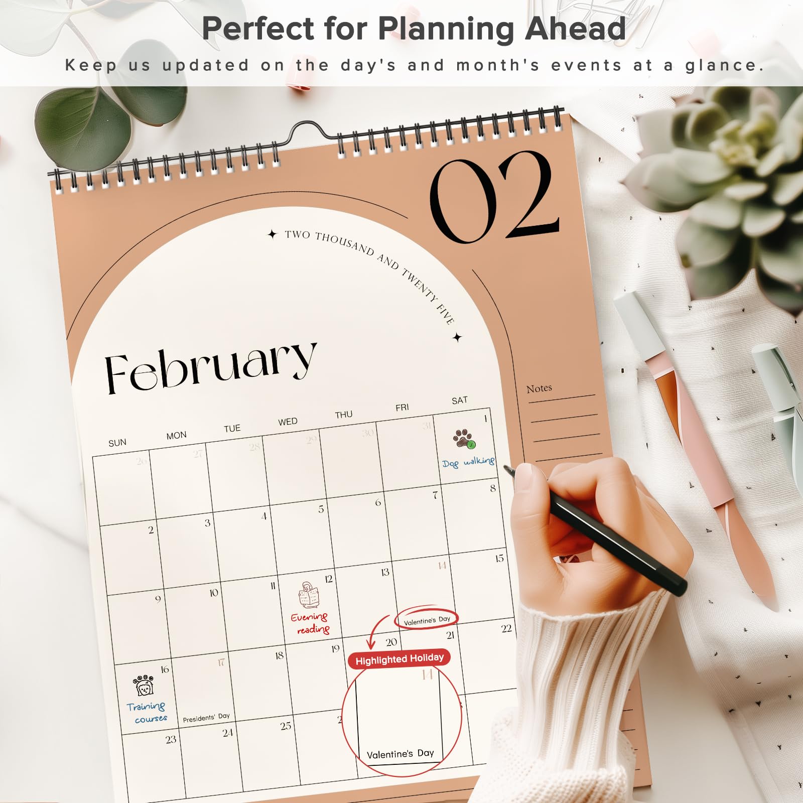 2025-2026 Wall Calendar Planner - 18 Month Hanging Calendar from February 2025 to June 2026 - 14.4