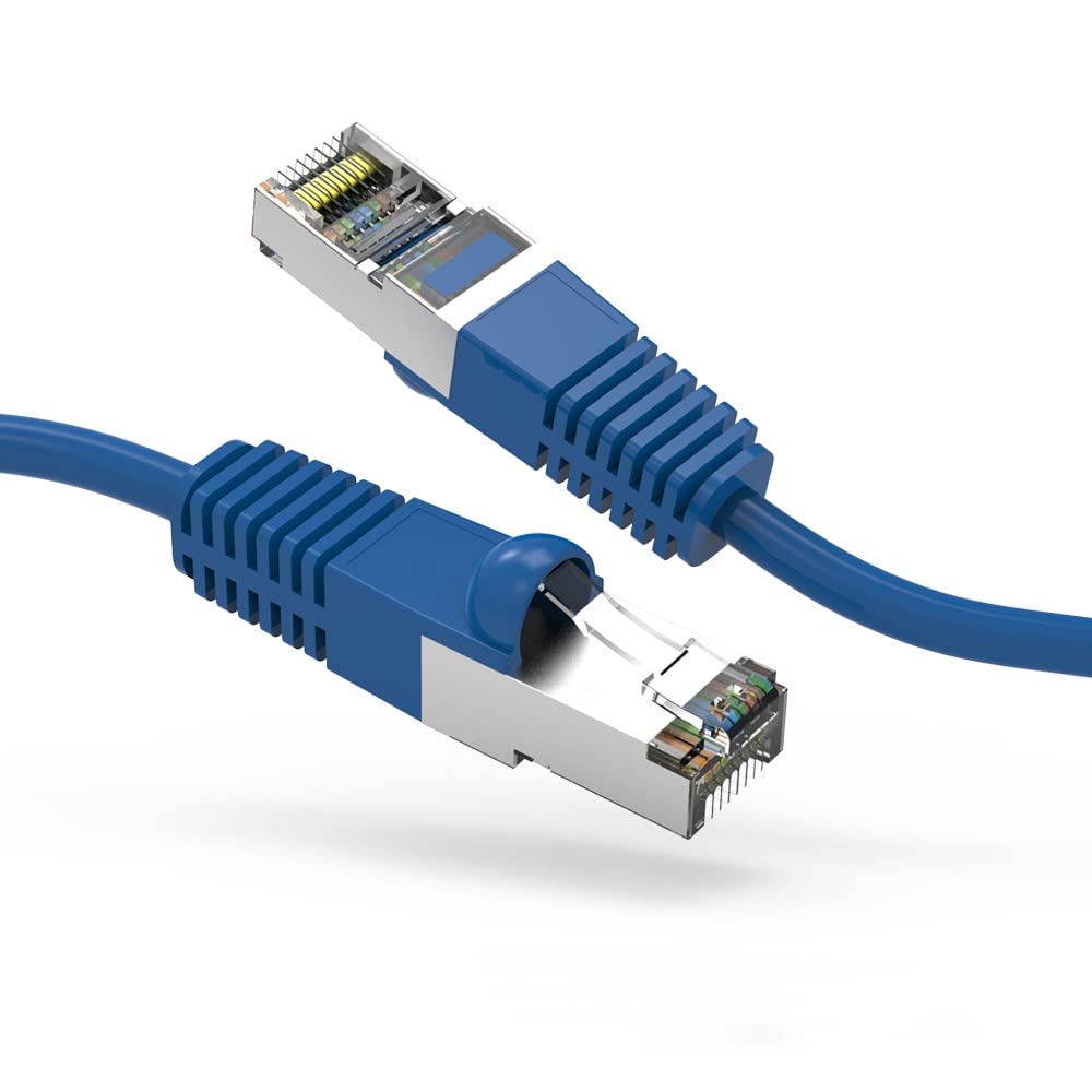 20 Pack Cat7 Shielded Ethernet Cable 2ft (0.6M) - 600MHz SSTP Gigabit LAN Network Patch Cable, High-Speed RJ45 for Gaming, Streaming & Office Use - Blue