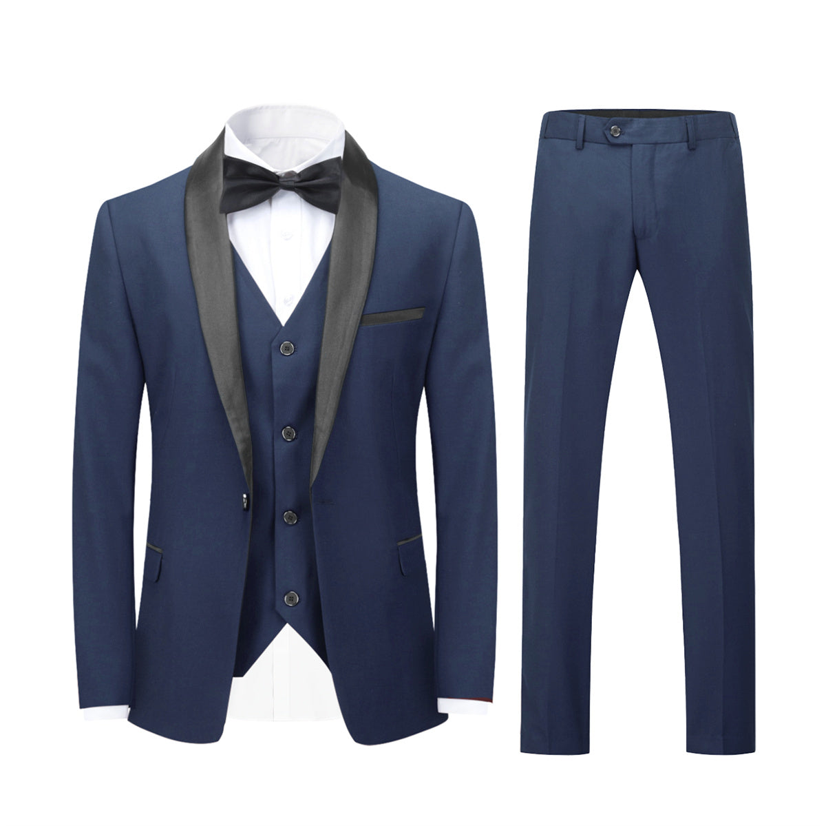 Slim Fit One Button Casual Blue 3 Piece Suit for Men - Business, Wedding & Formal Events | Comfortable & Stylish Office Wear