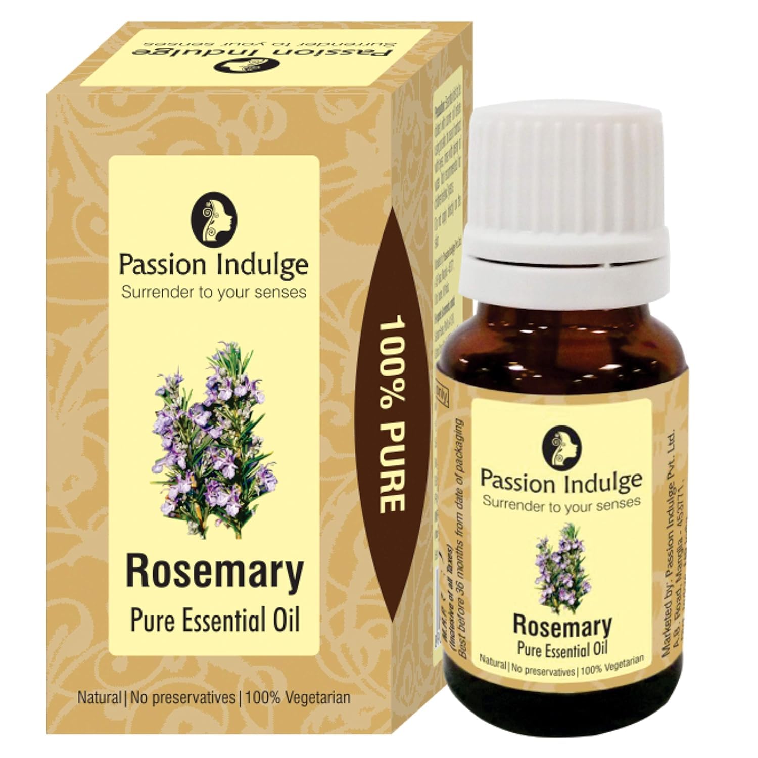 Pure Rosemary Essential Oil for Hair Growth, Skin Care & Aromatherapy | 100% Natural Multipurpose Essential Oil - 10ml | Promotes Healthy Hair, Soothes Skin & Relaxes Mind