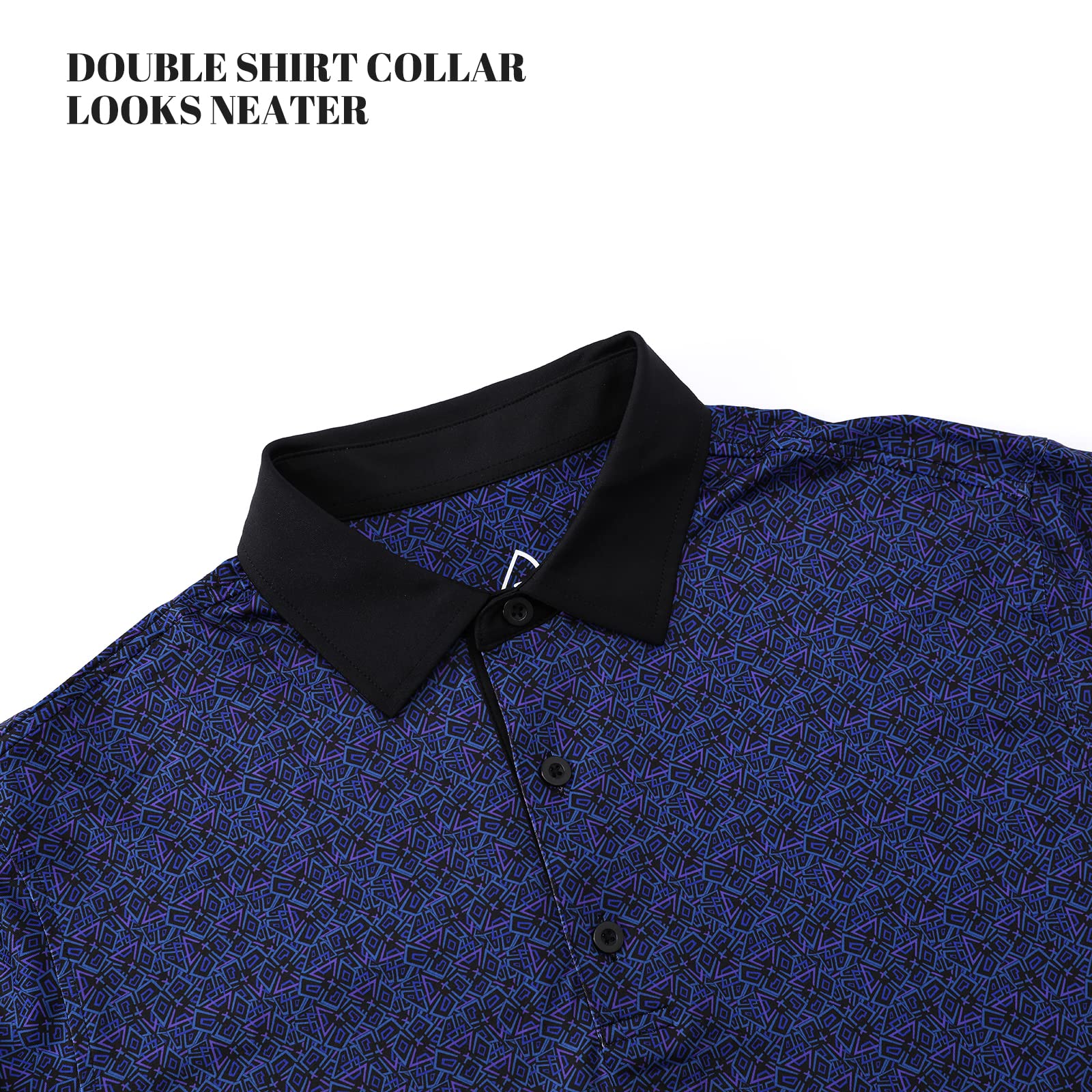 DEOLAX Men's Fashion Print Dry Fit Golf Polo Shirts - Quick Dry Short Sleeve Funny Golf Shirt for Men - Perfect for Golf, Casual Wear & Outdoor Activities