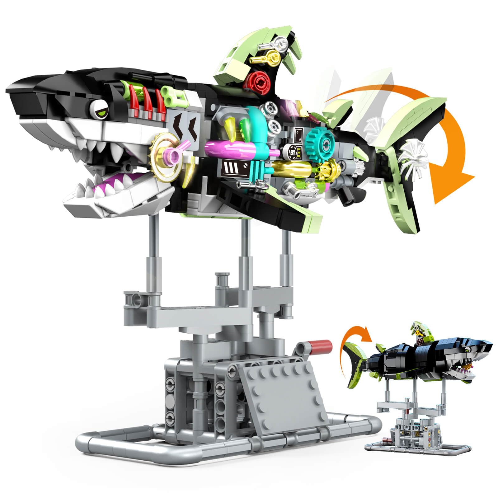 747-Piece Mechanical Sharks Building Blocks Set - Ocean Animal Toys for Kids, Teens & Adults Ages 8-16 | STEM Educational Toy for Creative Play & Home Decoration