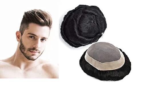 Premium Morges Human Hair Wig for Men - Natural Black 8x6 Hair Toupee with Tape & Clips | Perfect for Daily Wear, Cosplay & Hair Loss Solutions