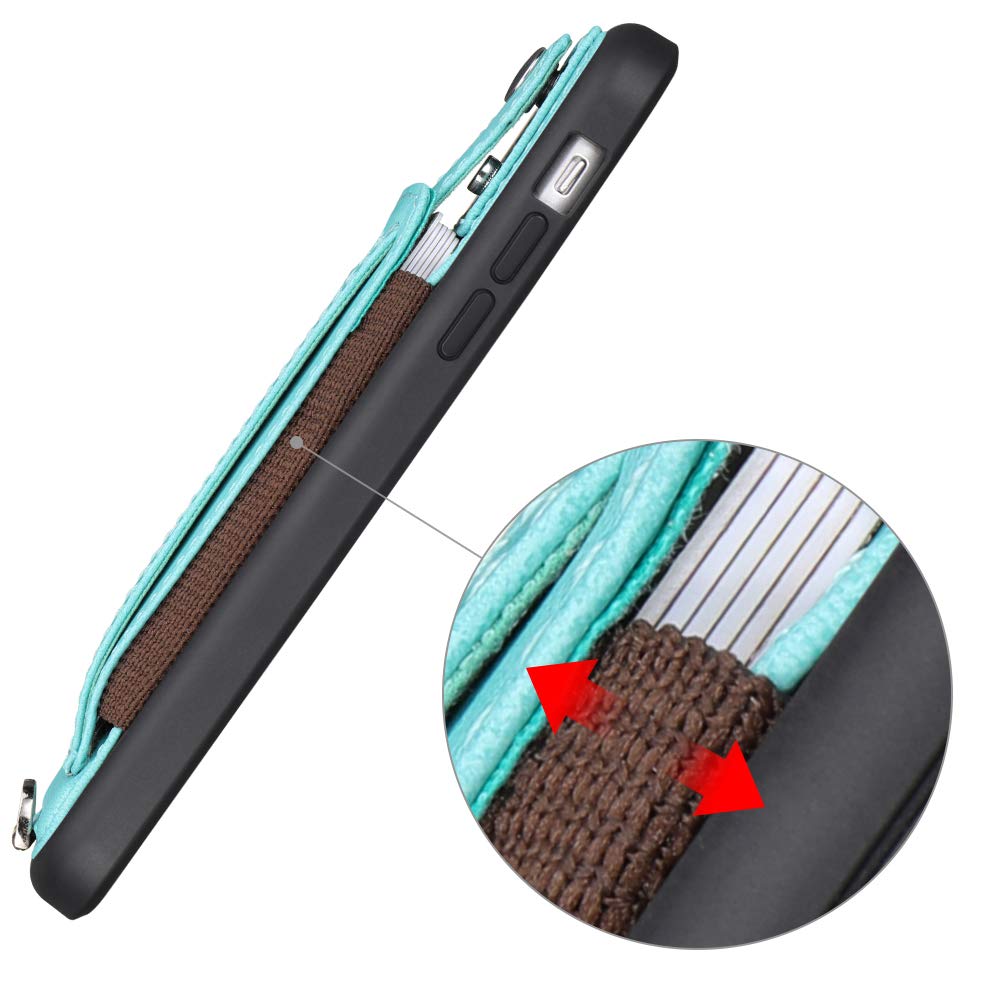 TOOVREN Premium PU Leather Wallet Case for iPhone 11 Pro Max (6.5 Inch 2019) - Card Holder, Kickstand & Detachable Lanyard - Protective Phone Cover with Strap Stand (Blue) | Perfect for Travel, Work & Everyday Use