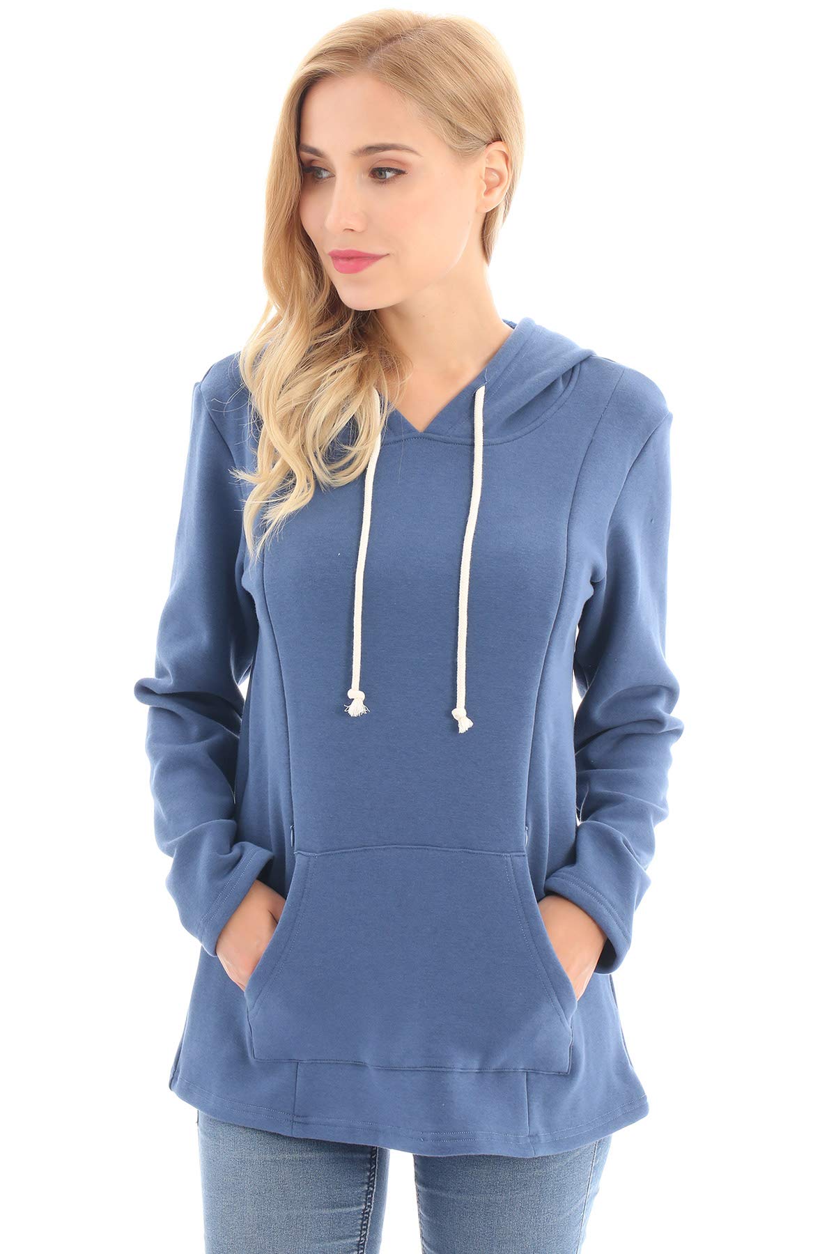 Bearsland Women's Maternity Nursing Sweatshirt - Soft Breastfeeding Hoodie with Pockets for Pregnancy & Postpartum | Cozy Nursing Clothes for Moms at Home or Outdoors