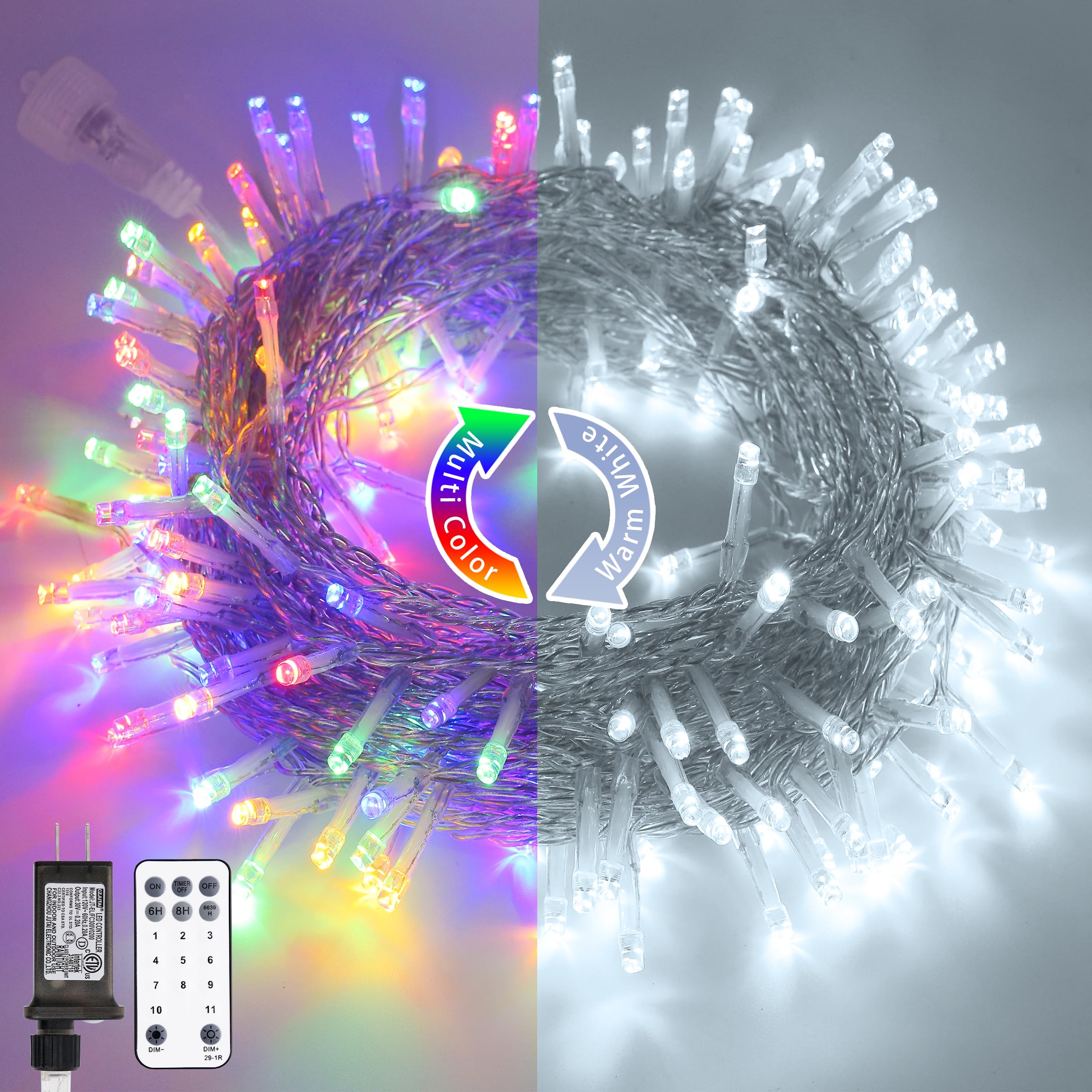 JMEXSUSS 200 LED Christmas String Lights Outdoor Waterproof - 66ft Color Changing Fairy Lights with Cool White & Multicolor Modes for Trees, Yard, Wedding, Party & Holiday Decorations | Perfect for Indoor & Outdoor Xmas Decor, Garden Lighting, and Festive Events