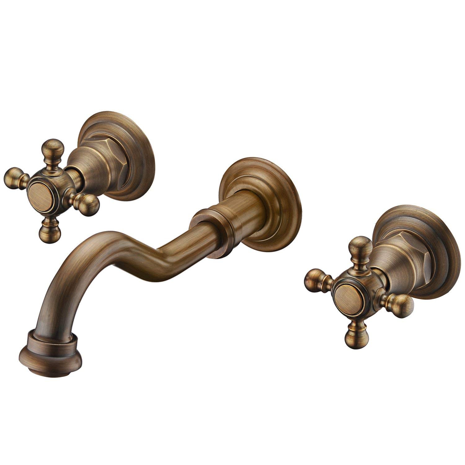 Vintage Wall Mount Bathroom Sink Faucet - Antique Brass Finish for Classic Bathrooms
