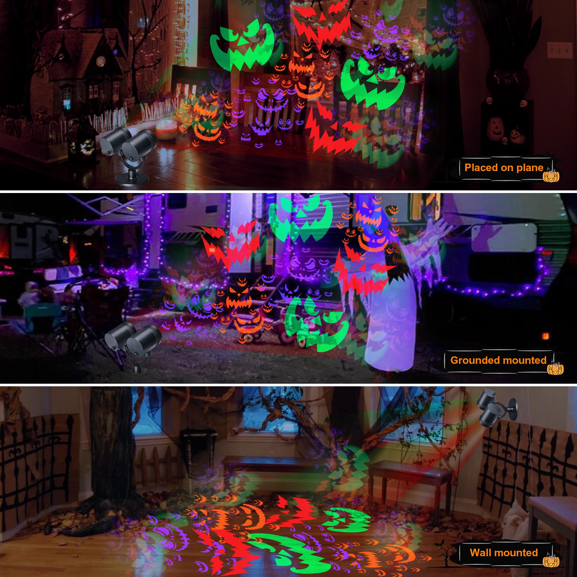 Toodour Double Head Halloween Projector Lights Outdoor - Dynamic Waterproof Devil Face Projector with Timer for Home, Window, Wall - Perfect for Halloween Decorations, Parties, and Haunted House Themes