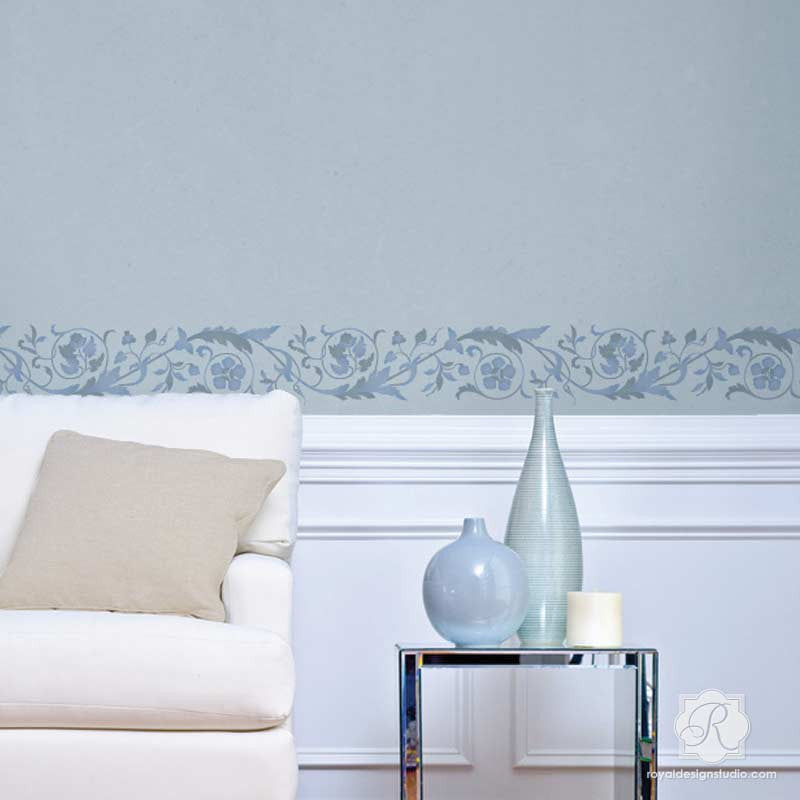 Venezia Floral Vine Border Stencil by Alison Woolley - DIY Home Decor, Wall Painting, Furniture Upcycling & Craft Projects