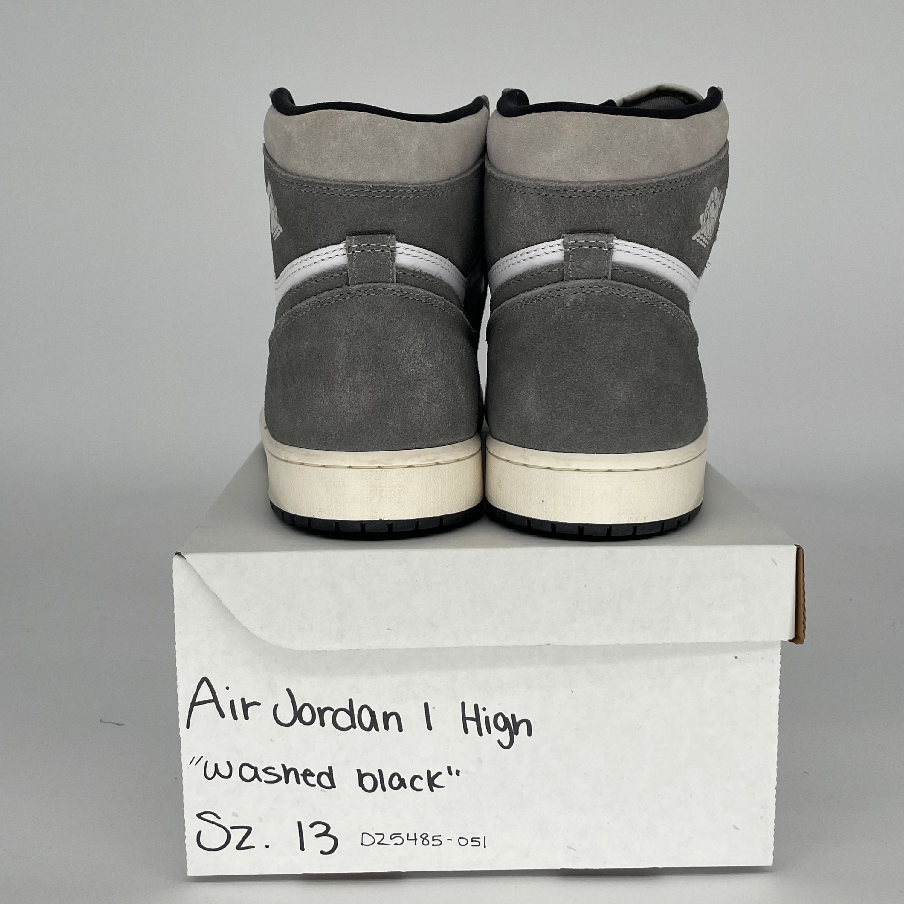 Original Air Jordan 1 Washed Black Men's Basketball Shoes Size 13 (DZ5485-051) - Retro High-Top Sneakers for Streetwear & Casual Outfits