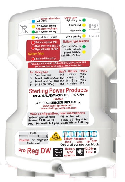 Sterling Power ProReg DW Waterproof Advanced Alternator Regulator for Boats & RVs - Compatible with 100+ Amp Alternators | Marine & Off-Grid Power Solutions