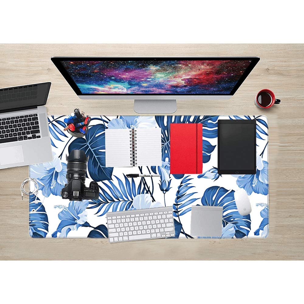XXL Large Gaming Mouse Pad 31.5x11.8 Inches - Stitched Edge, Anti-Slip Rubber Base, Extended Computer Mouse Mat with Custom Palm Tree Banana Leaves Design - Perfect for PC Gaming, Office Work & Home Computer Setup
