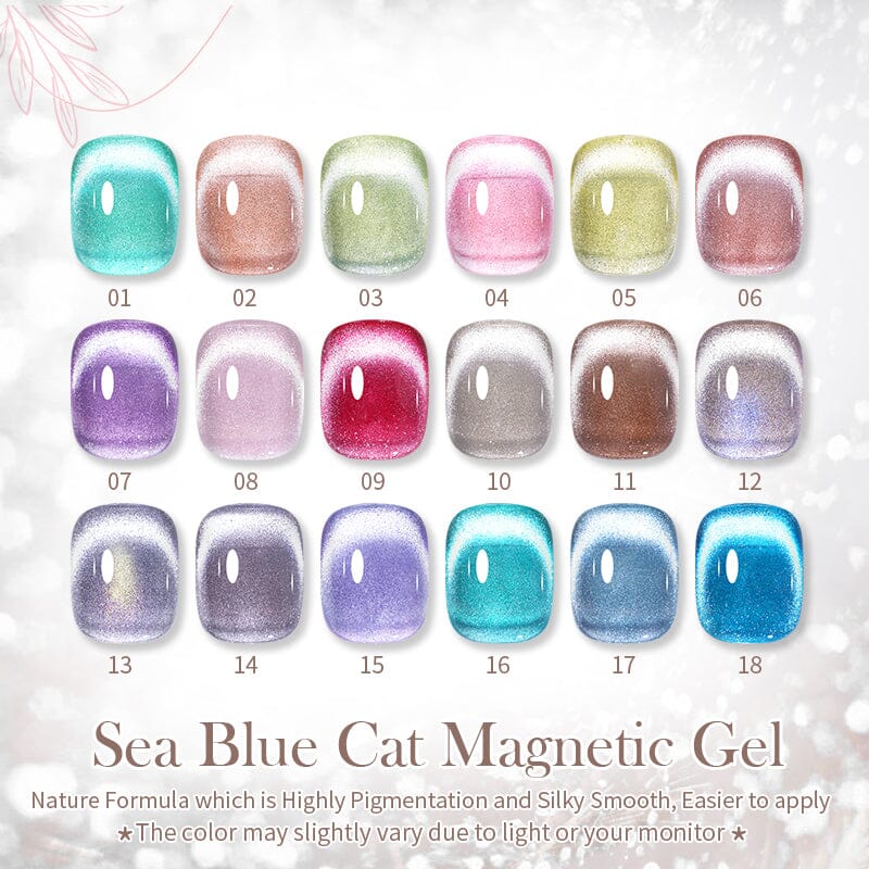 Sea Blue Cat Magnetic Gel Polish 10ml - UV LED Nail Art Kit for Salon & Home Manicure - Long Lasting Nail Polish for Professional & DIY Use