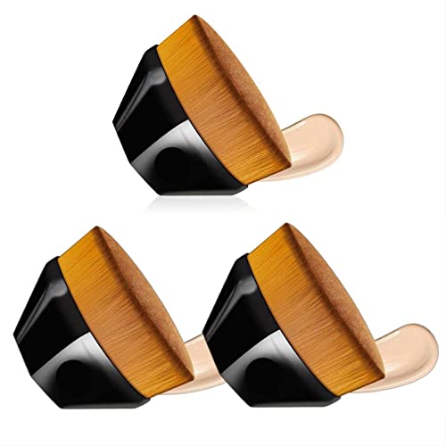 Premium Kabuki Hexagon Foundation Brush Set - 3 Pack Black Makeup Brushes for Flawless Liquid & Powder Application | Professional Makeup Tools for Women | Perfect for Daily Use, Contouring & Airbrush Finish