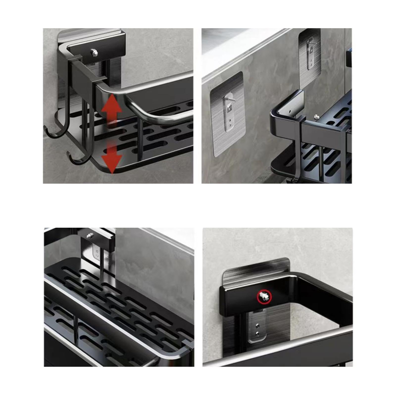 CALANDIS® Black Kitchen Sink Organizer with 2 Hook Shelves - Space Saving Sink Counter Organizer for Sponges, Soap & Utensils - Easy Installation Included - Perfect for Small Kitchens & Apartments