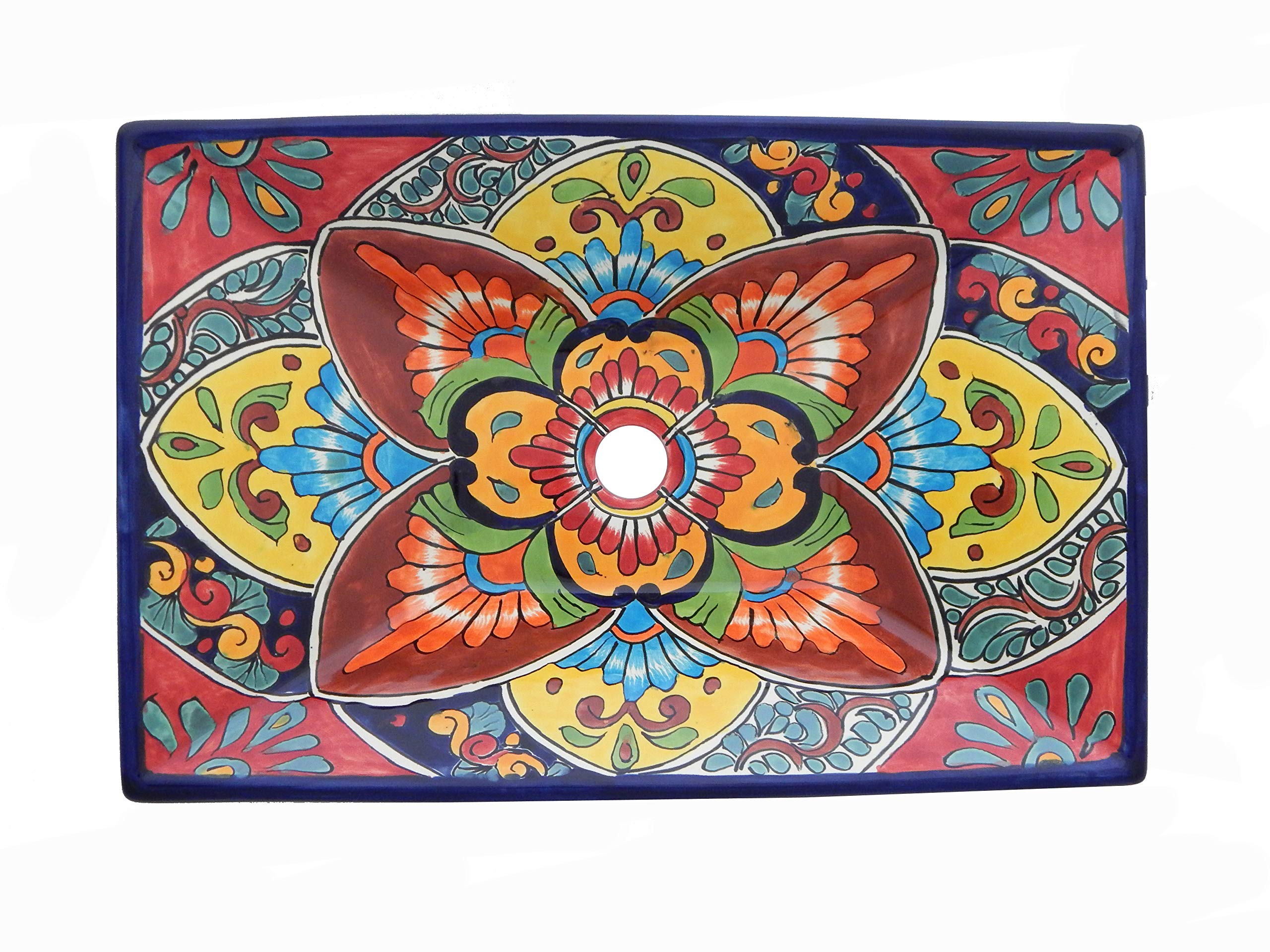 Premium Mexican Rectangular Ceramic Vessel Sink - Modern Bathroom Basin for Vanity & Powder Room - Perfect for Contemporary Home Decor & Spa-Style Renovations
