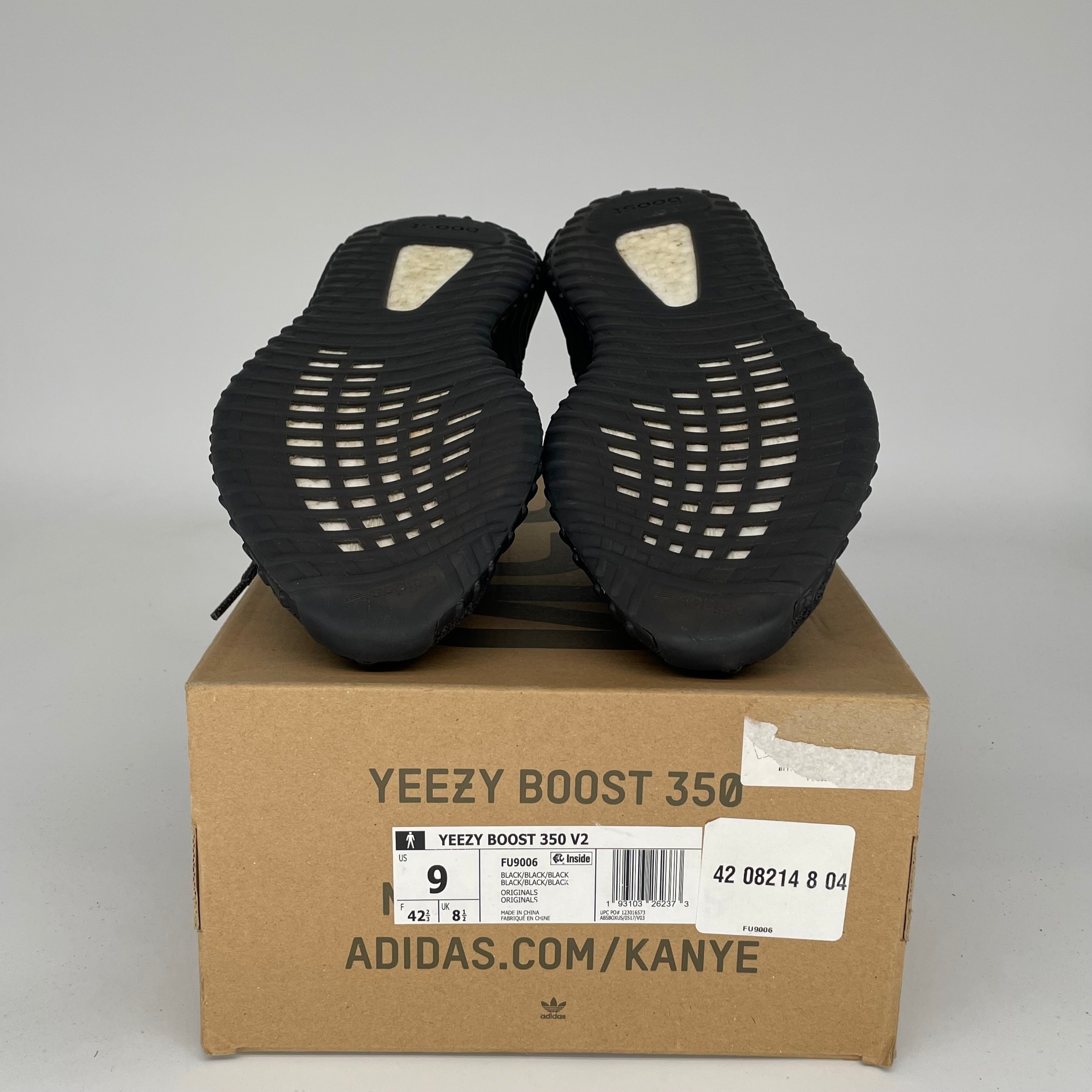 Adidas Yeezy Boost 350 V2 Black Non-Reflective Men's Running Shoes Size 9 - Style Code FU9006 | Perfect for Casual Wear, Gym & Street Fashion