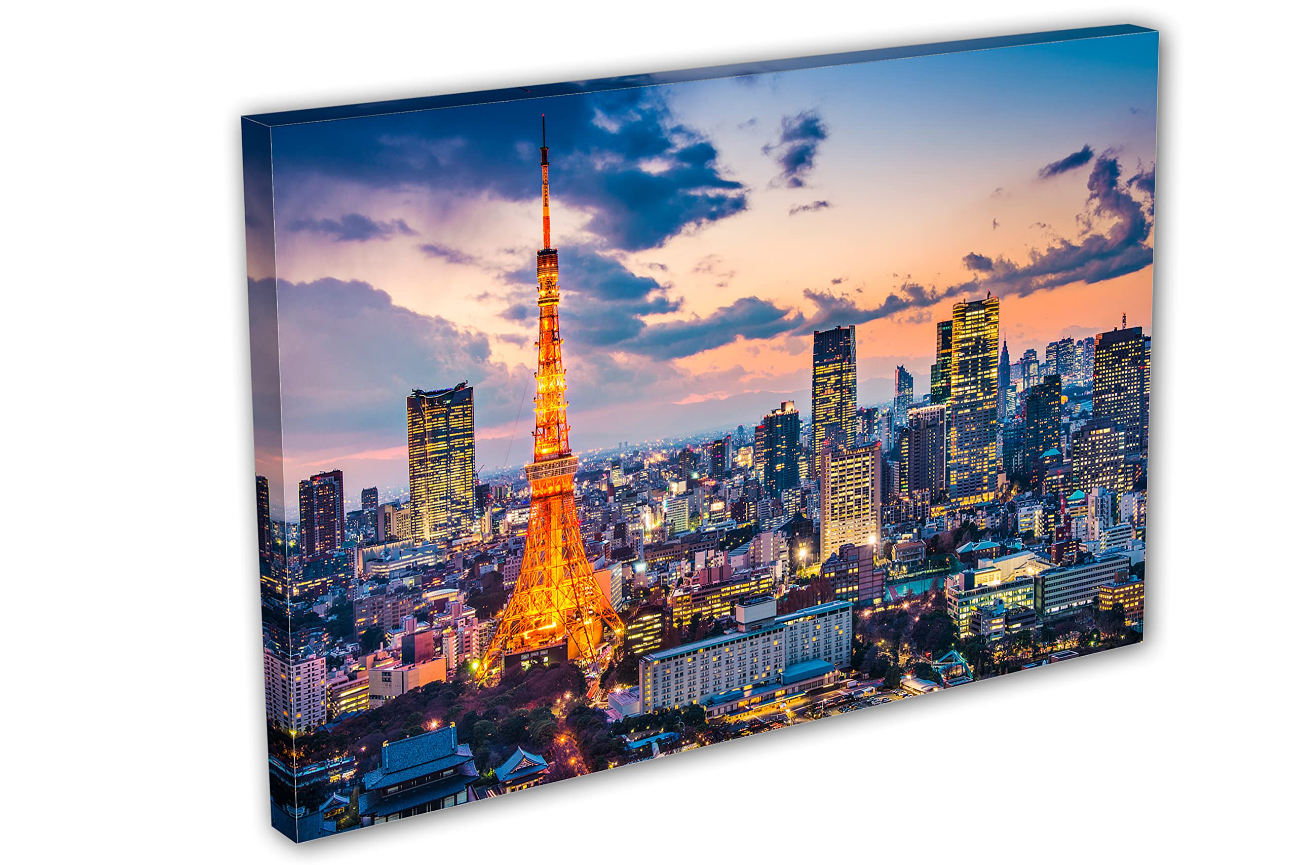 54 x 36 Tokyo Japan Evening Skyline Canvas Print - Modern Wall Art Decor for Living Room, Bedroom & Office | Perfect Home Decoration Gift