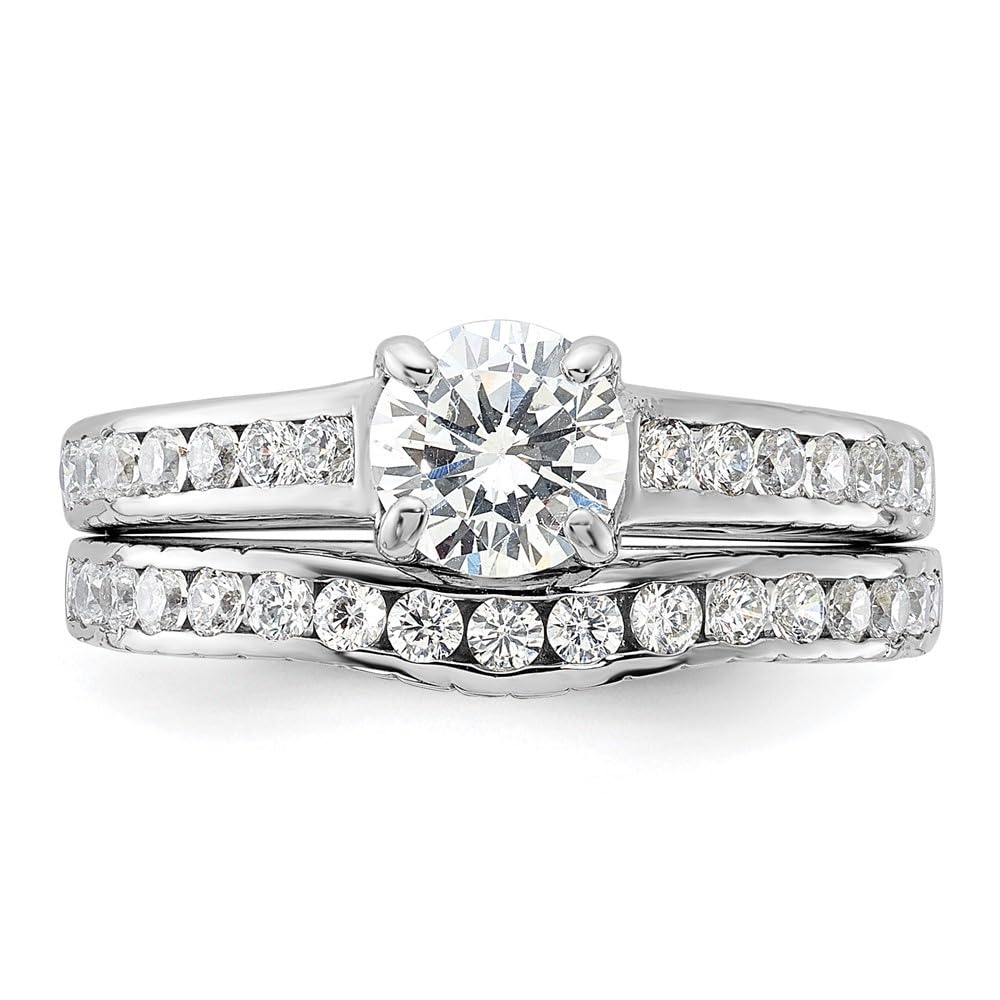 Diamond2Deal 925 Sterling Silver Rhodium Plated Cubic Zirconia Wedding Ring for Women - Elegant Bridal Band, Anniversary Gift, Promise Ring for Engagement & Special Occasions