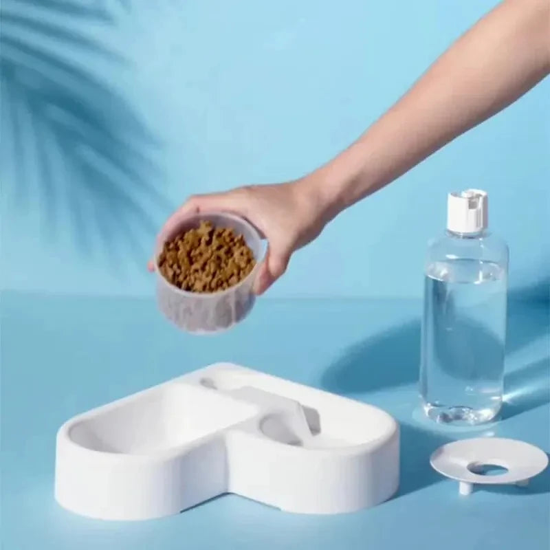 Automatic Pet Feeder and Water Bowl Set - Heart Shaped Design for Cats & Dogs - Perfect for Home, Office, or Travel Use