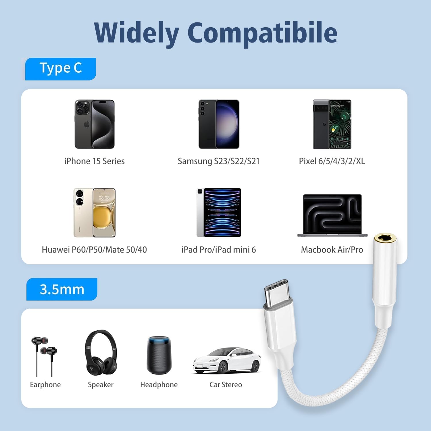 Critin 2-Pack USB C to 3.5mm Headphone Adapter - Type C Audio Jack Converter for iPhone 15/15 Pro/Pro Max/Plus & Samsung Galaxy S23/S22/S21 Ultra - Perfect for Music, Gaming & Calls on Your Smartphone