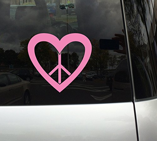 Pink Heart Peace Sign Vinyl Decal - Bae Valentine Hearts Design Version 5 - 5