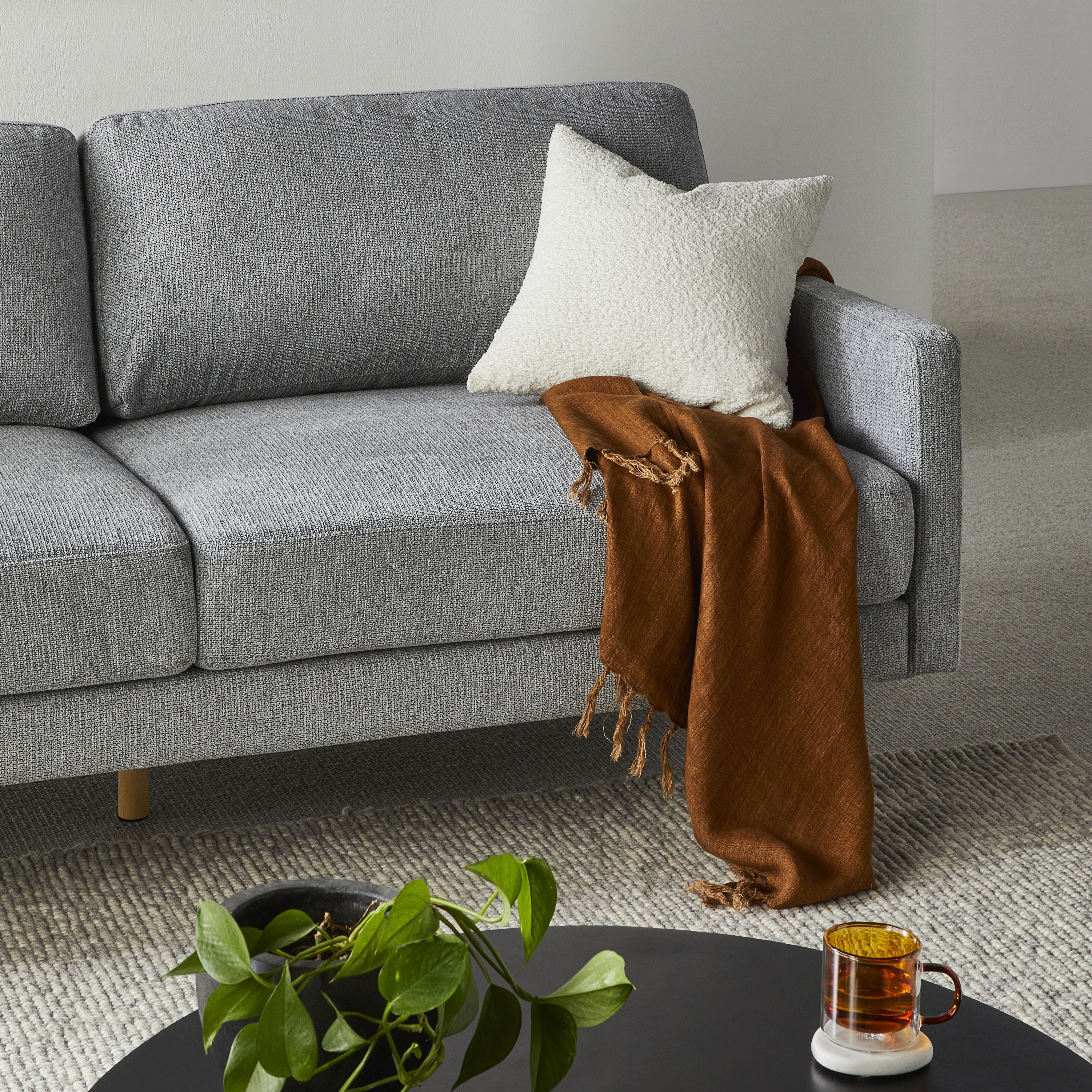 Boden 3-Seater Sofa - Sorrento Shadow Gray Fabric Couch for Living Room, Lounge & Apartment | Modern Comfortable Sectional Sofa for Home Decor