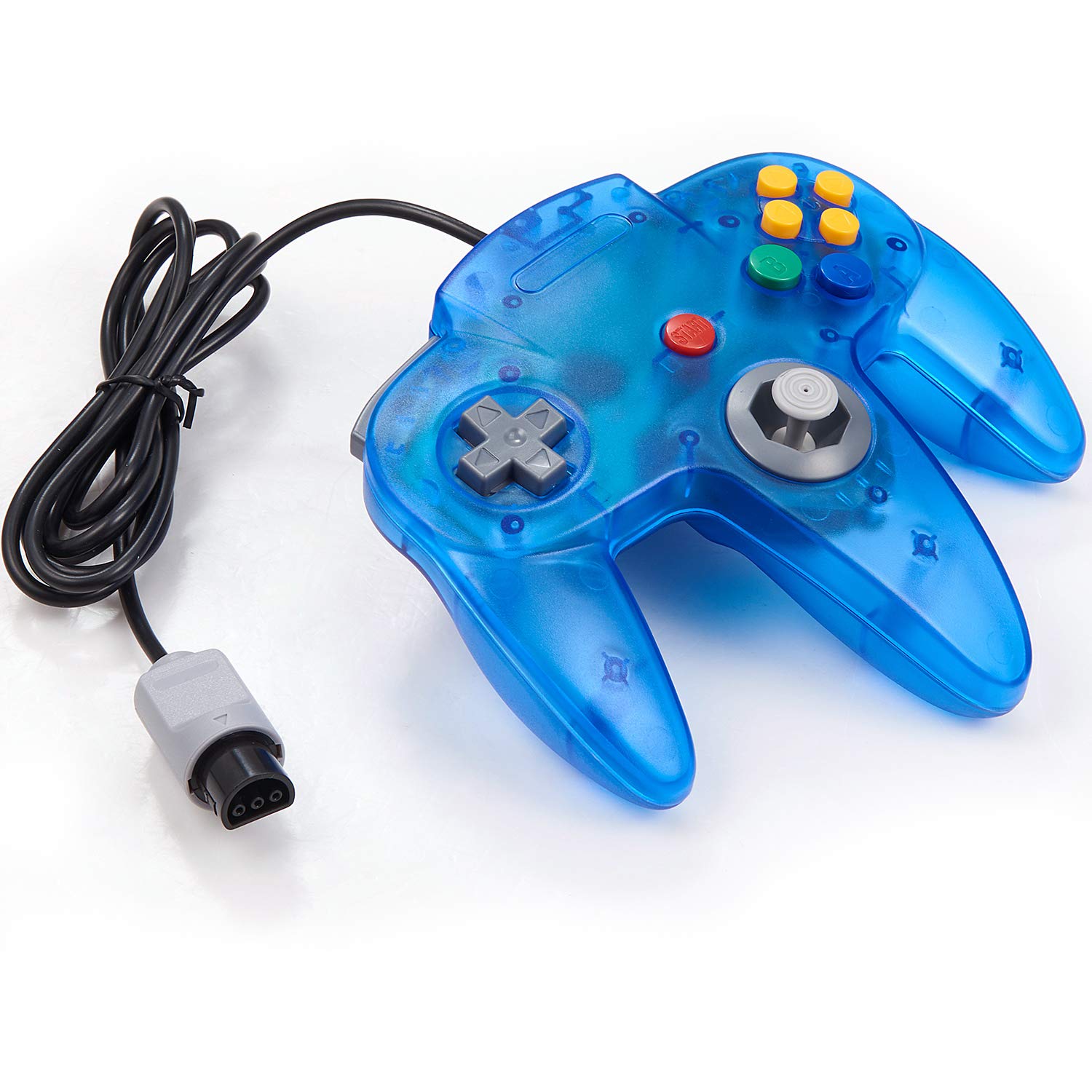 KIWITATA Classic N64 Controller - Wired Gamepad Joystick for Nintendo 64 System - Clear Blue Retro Gaming Controller - Perfect for N64 Console, Super Mario 64, Zelda & Multiplayer Gaming Sessions