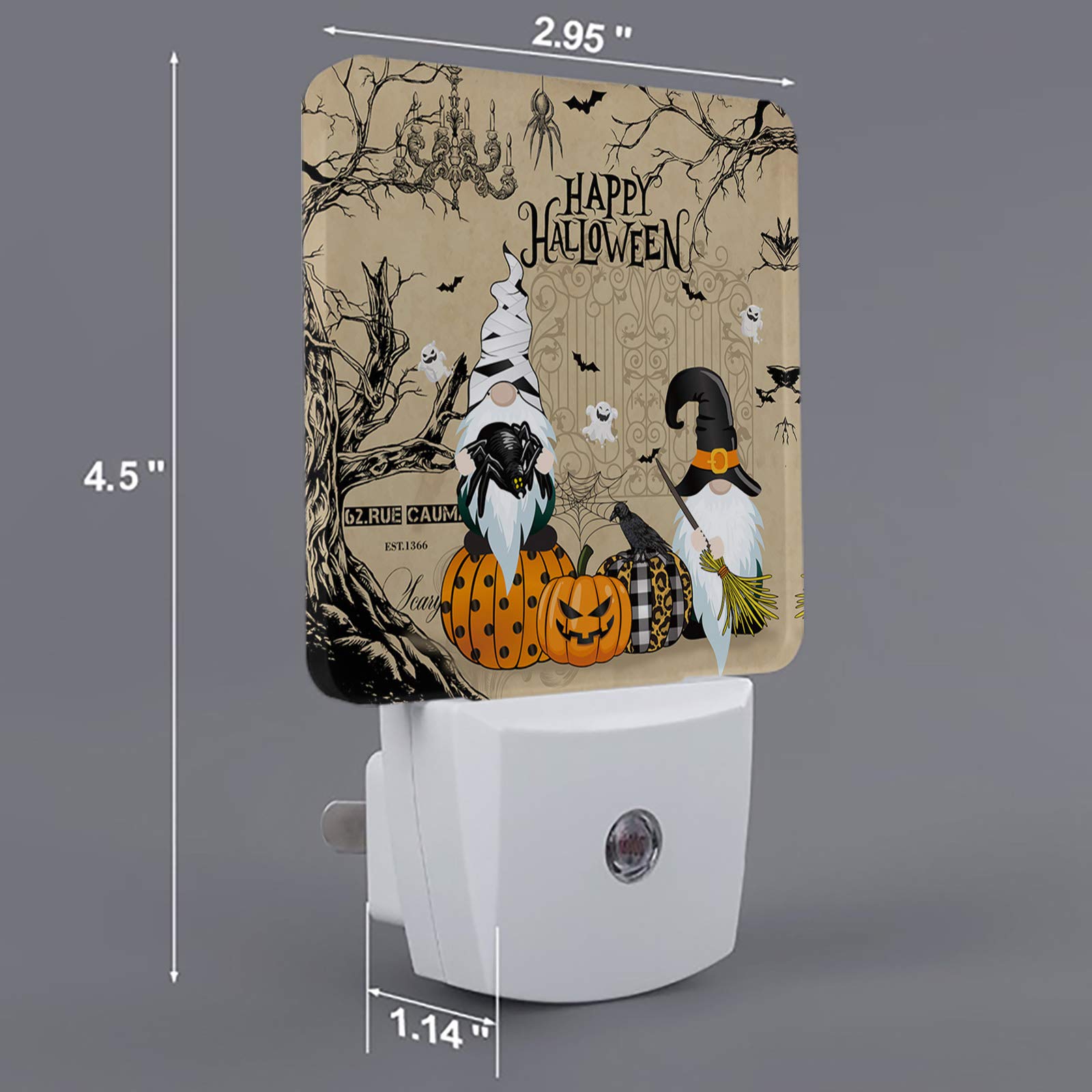 **LED Night Light for Kids - Plug-in Wall Light with Dusk-to-Dawn Sensor, Halloween Gnome & Pumpkin Ghost Design - Perfect for Nursery, Bedroom, Bathroom, Hallway & Stairs - Home Decor & Safety Lighting**