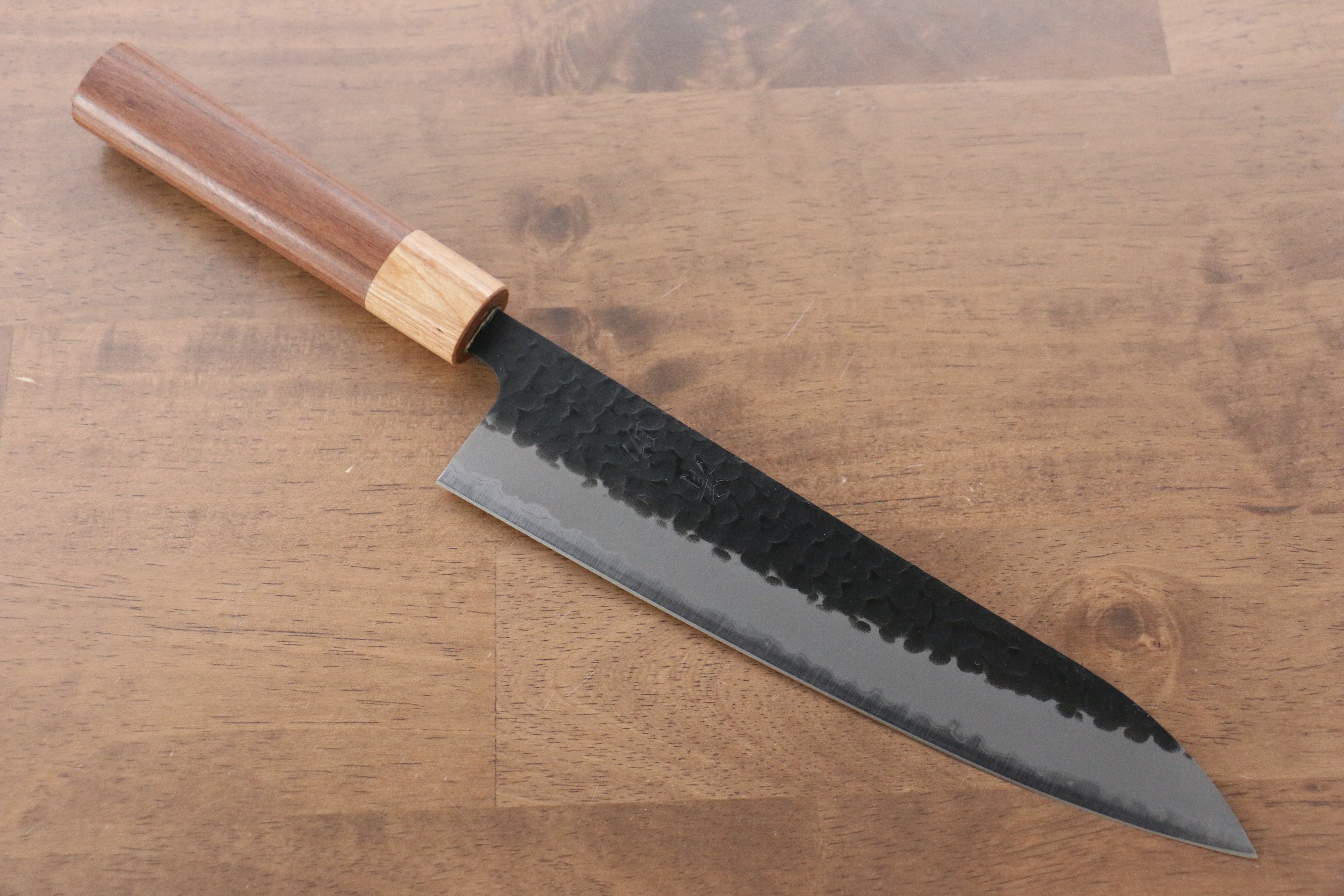 Seisuke Kokubyaku Blue Super Hammered Kurouchi Gyuto 210mm Japanese Chef Knife with Morado Wood Handle - Perfect for Slicing, Dicing, and Precision Cooking in Professional Kitchens & Home Use