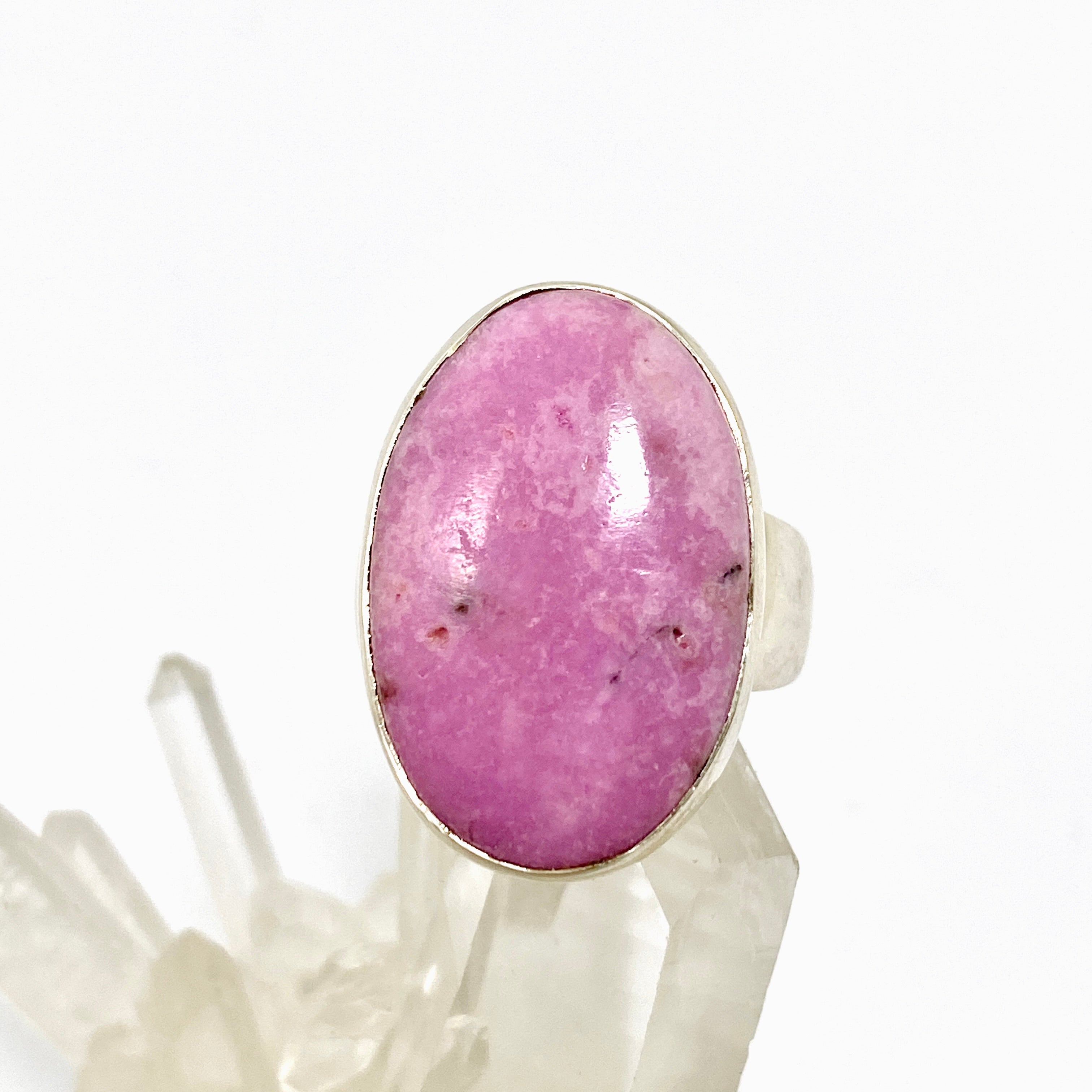 Natural Cobalt Calcite Oval Cabochon Ring - Size 8 - KRGJ3396 - Handmade Gemstone Jewelry for Women - Perfect for Boho Fashion, Spiritual Healing & Gift Giving