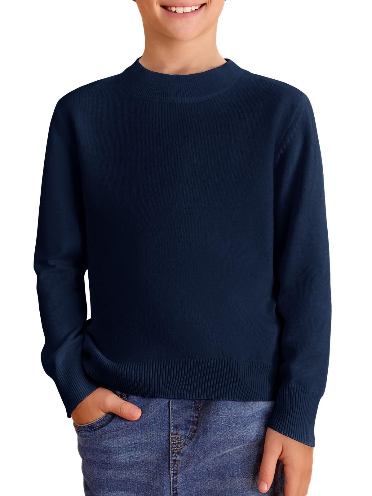 Haloumoning Boys Sweaters for Kids - Soft Crewneck Long Sleeve Knit Pullover Sweater (Ages 5-14) - Perfect for School, Playdates & Family Outings