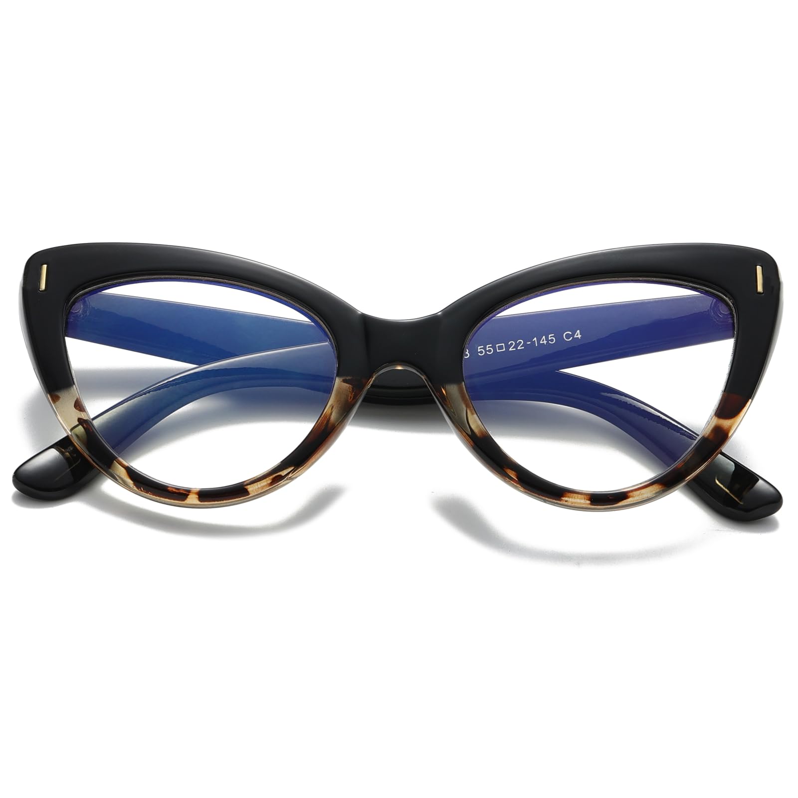 Viseng Women's Oversized Cat-Eye Reading Glasses with Blue Light Blocking - Stylish Computer Glasses for Work & Screen Time (Black/Tortoise +1.0) - Perfect for Office, Reading & Digital Eye Strain Relief